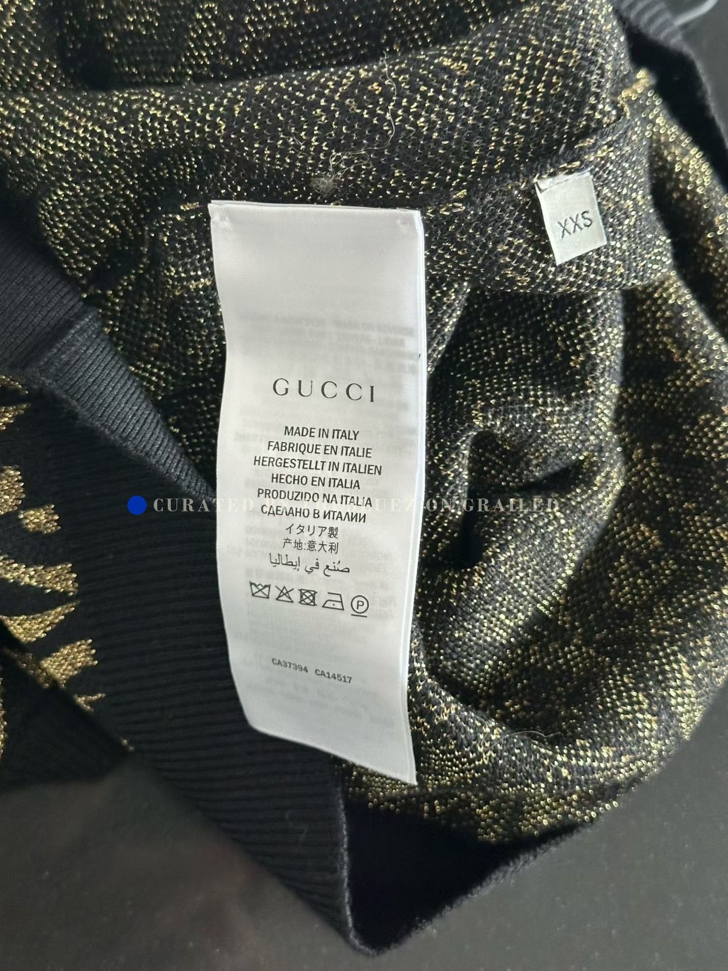 Gucci Gucci Black Gold All-Over Print Knit Tee Size XXS / US 00 / IT 34 - 3 Thumbnail