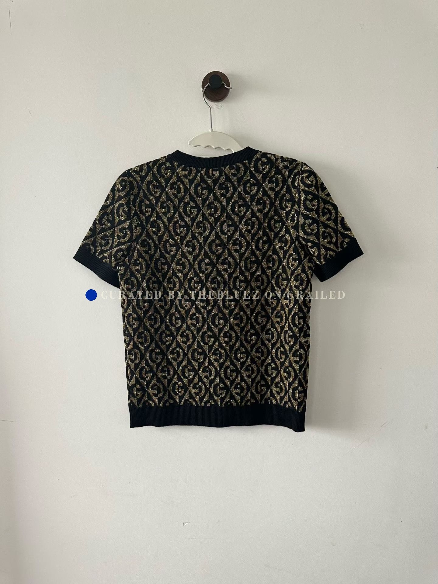 Gucci Gucci Black Gold All-Over Print Knit Tee Size XXS / US 00 / IT 34 - 2 Thumbnail