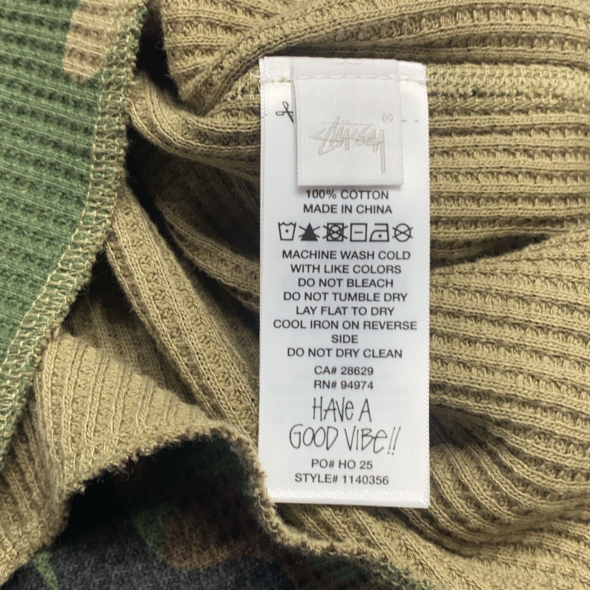 Stussy Stussy Camo Waffle Long Sleeve Size L Size US L / EU 52-54 / 3 - 4 Thumbnail