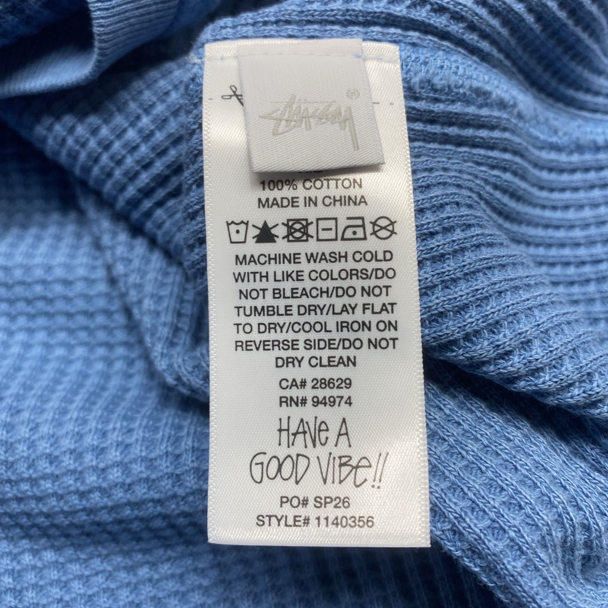 Stussy Stussy Waffle Knit Logo Long Sleeve T-Shirt Size M Size US M / EU 48-50 / 2 - 4 Thumbnail
