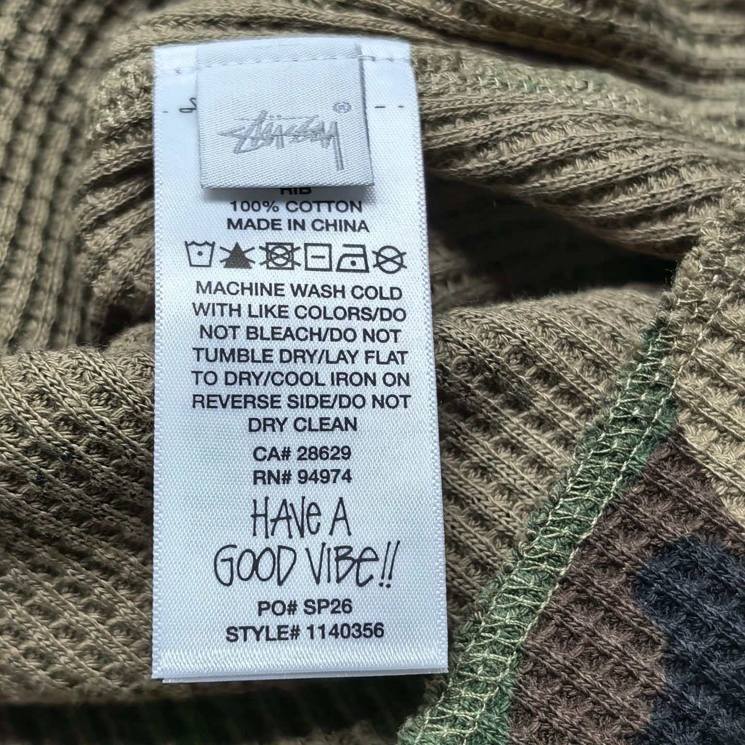 Stussy Stussy Camo Waffle Thermal Long Sleeve T-Shirt Size L Size US L / EU 52-54 / 3 - 6 Thumbnail