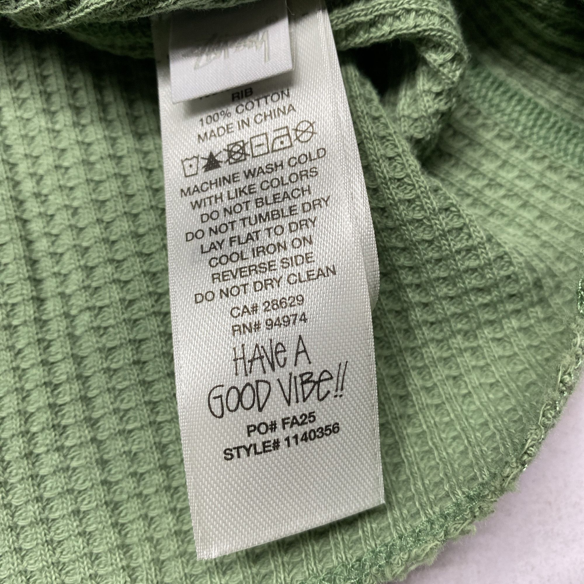 Stussy Stussy Waffle Knit Logo Long Sleeve T-Shirt Size M Size US M / EU 48-50 / 2 - 3 Thumbnail