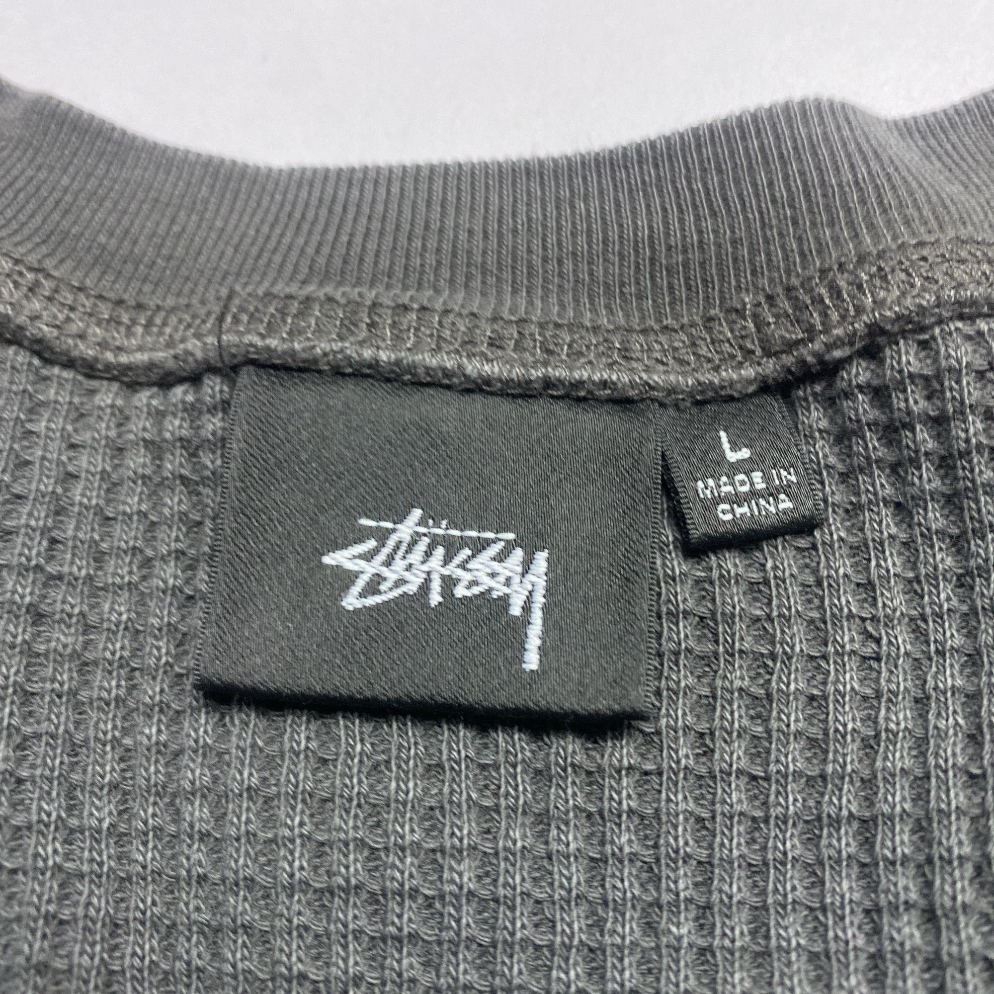 Stussy Stussy Waffle Knit Logo Long Sleeve Tee Size L Size US L / EU 52-54 / 3 - 3 Thumbnail