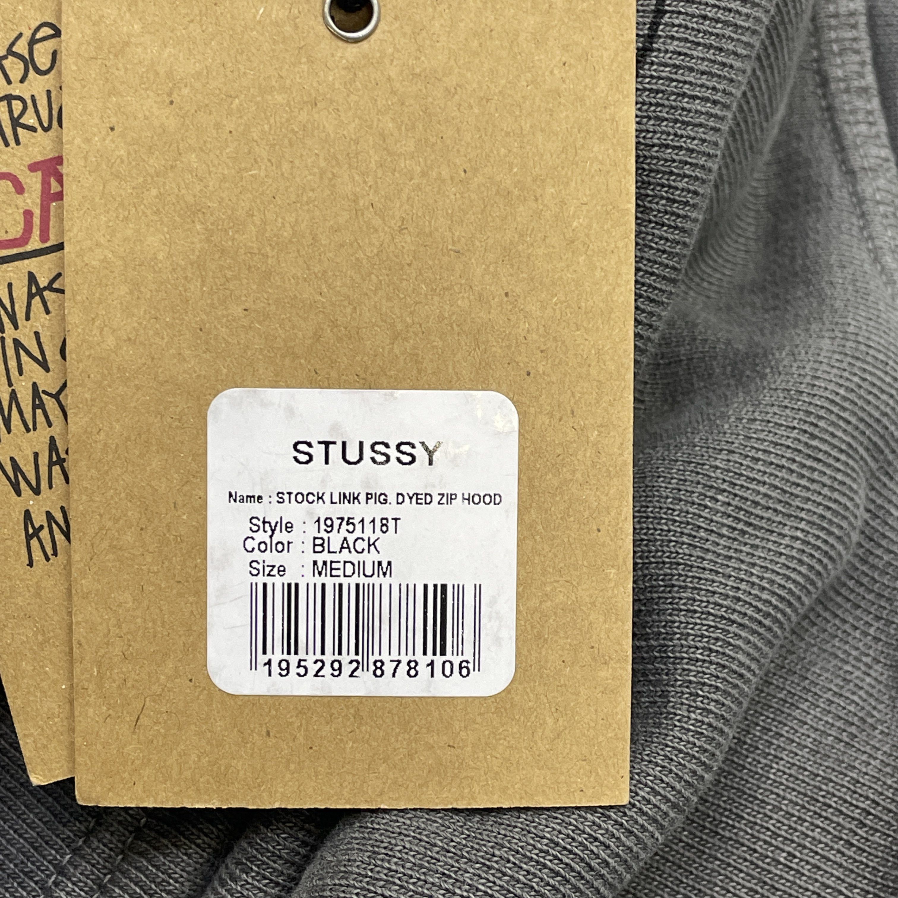 Stussy Stussy Stock Link Pigment Dyed Zip Hoodie Black Size M Size US M / EU 48-50 / 2 - 4 Thumbnail