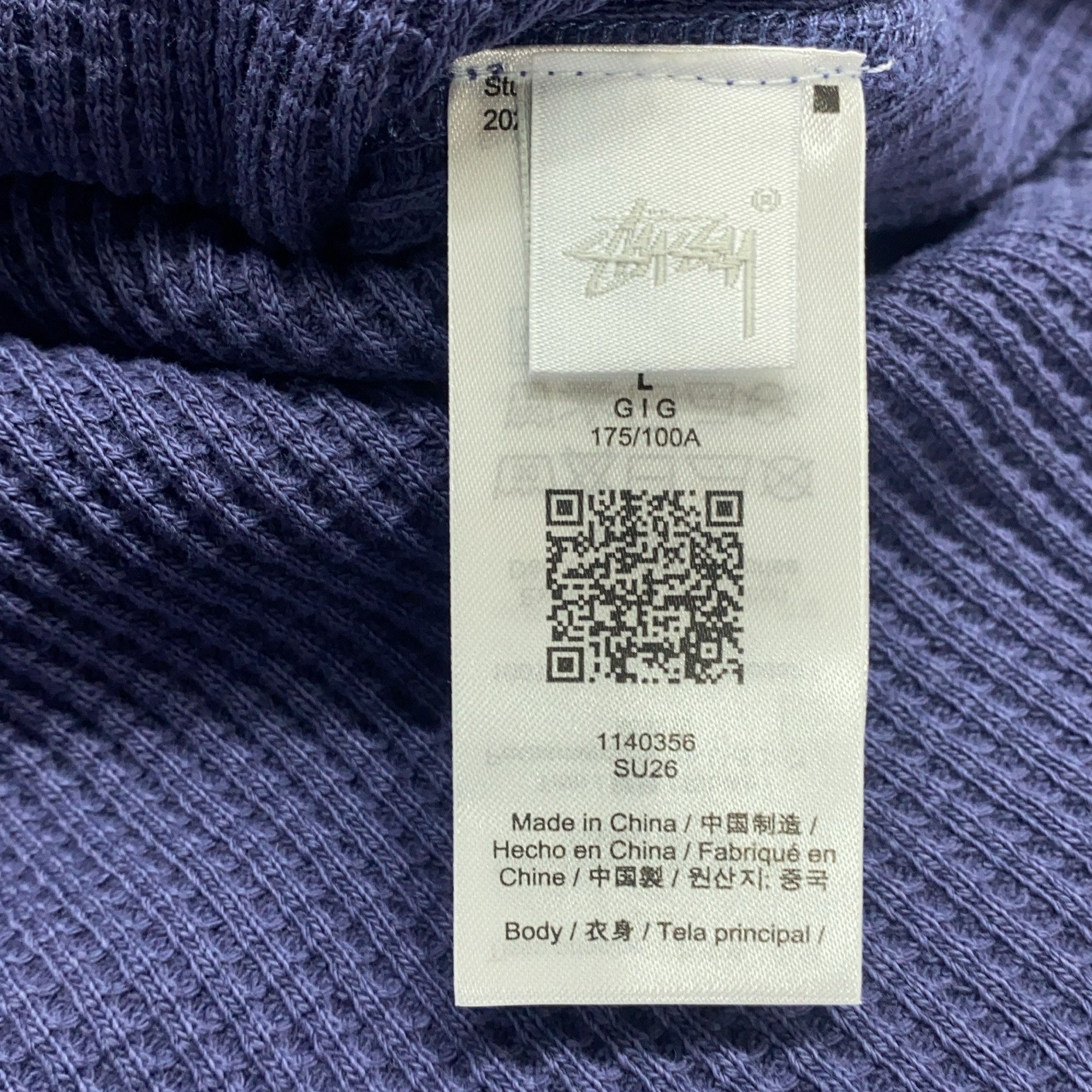 Stussy Stussy Logo Waffle Long Sleeve T-Shirt Size L Size US L / EU 52-54 / 3 - 5 Thumbnail