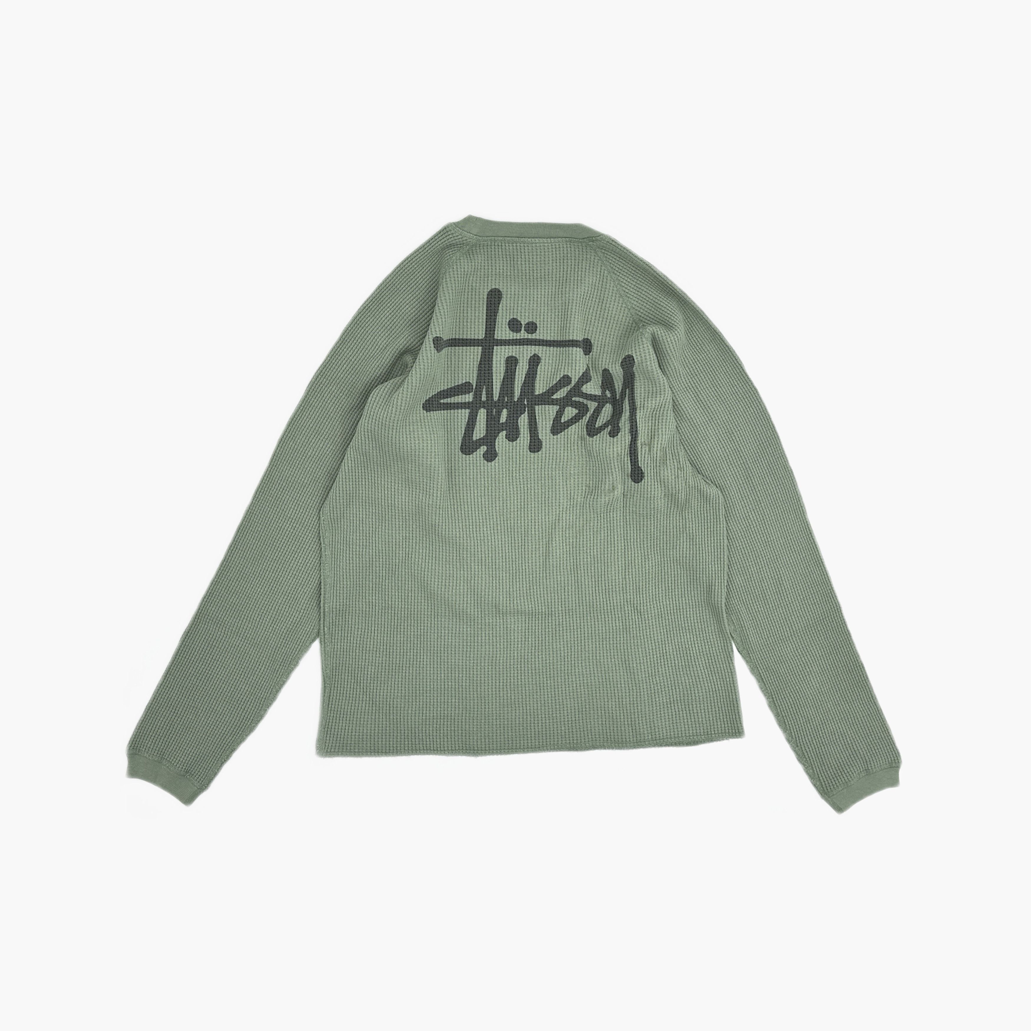 Stussy Stussy Logo Waffle Knit Long Sleeve T-Shirt Size M Size US M / EU 48-50 / 2 - 2 Thumbnail