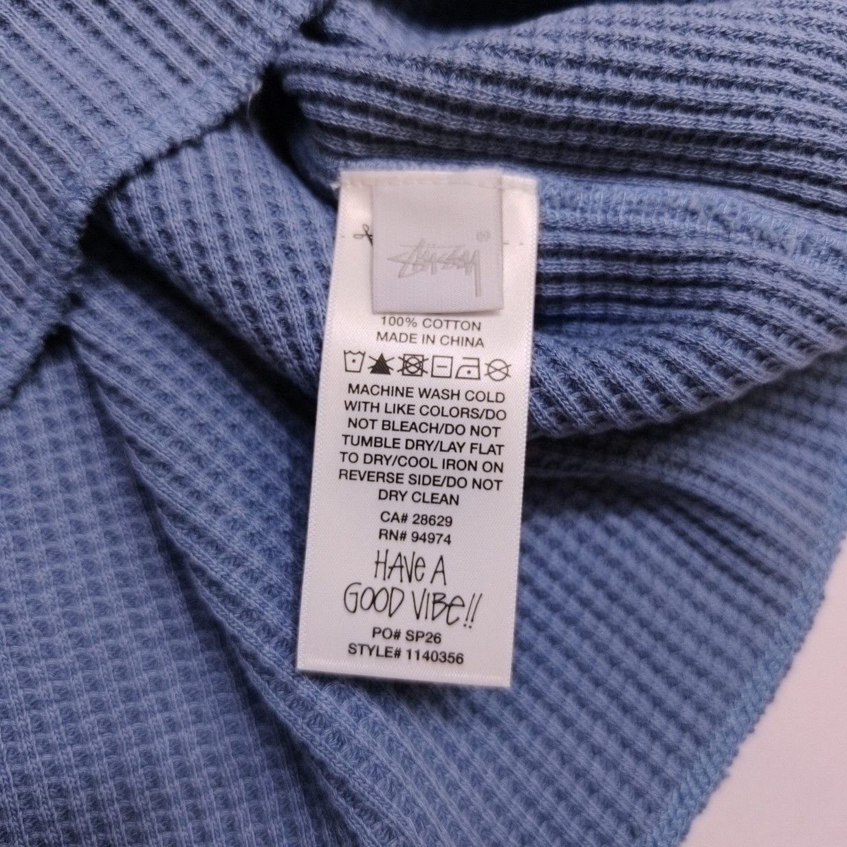 Stussy Stussy Logo Waffle Knit Long Sleeve Shirt Size M Size US M / EU 48-50 / 2 - 5 Thumbnail