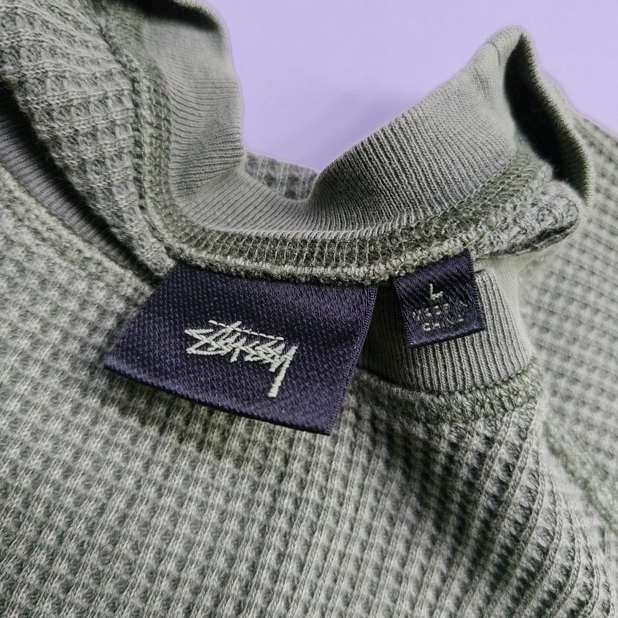 Stussy Stussy Waffle Knit Logo Long Sleeve T-Shirt Size L Size US L / EU 52-54 / 3 - 3 Thumbnail