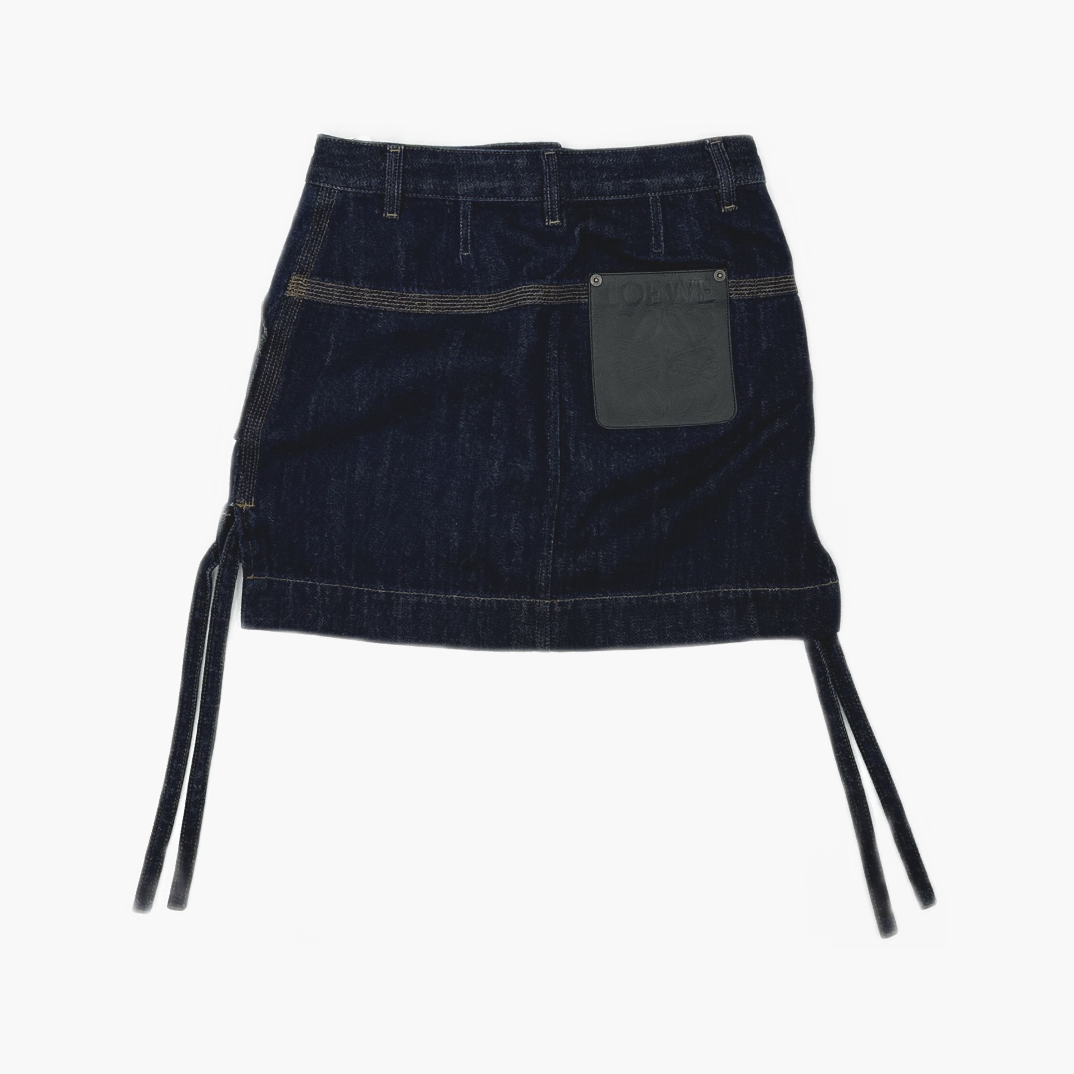 Loewe Loewe Leather Patch Denim Mini Skirt Size 34 Size 24" / US 00 / IT 34 - 2 Thumbnail