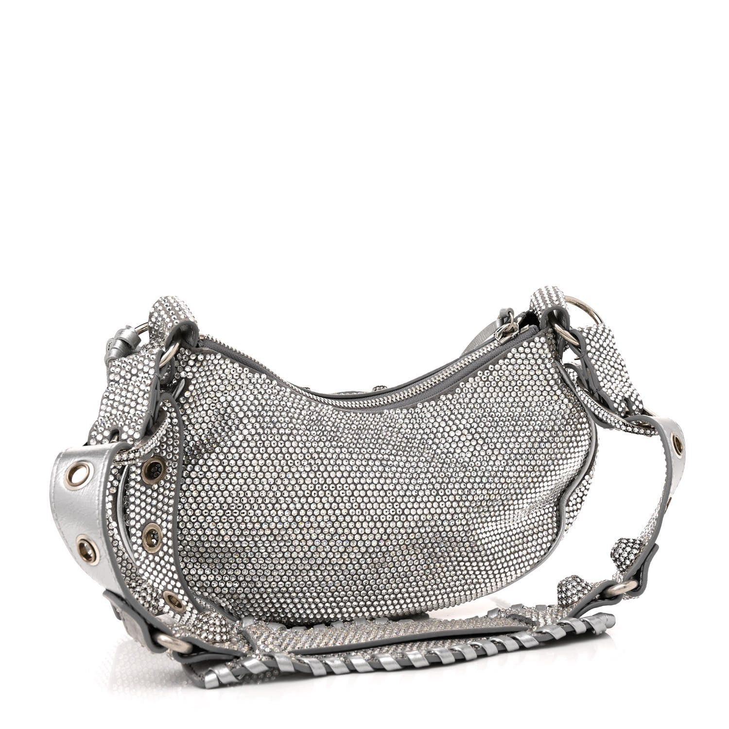 Balenciaga Rhinestone Encrusted Le Cagole Shoulder Bag XS Silver Size ONE SIZE - 2 Thumbnail