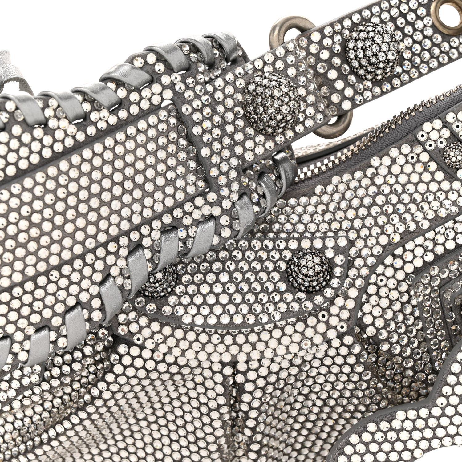 Balenciaga Rhinestone Encrusted Le Cagole Shoulder Bag XS Silver Size ONE SIZE - 5 Thumbnail