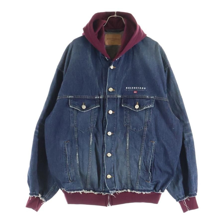 Balenciaga Denim Wash Hooded Sweatshirt Jacket Size US XXL / EU 58 / 5 - 2 Thumbnail