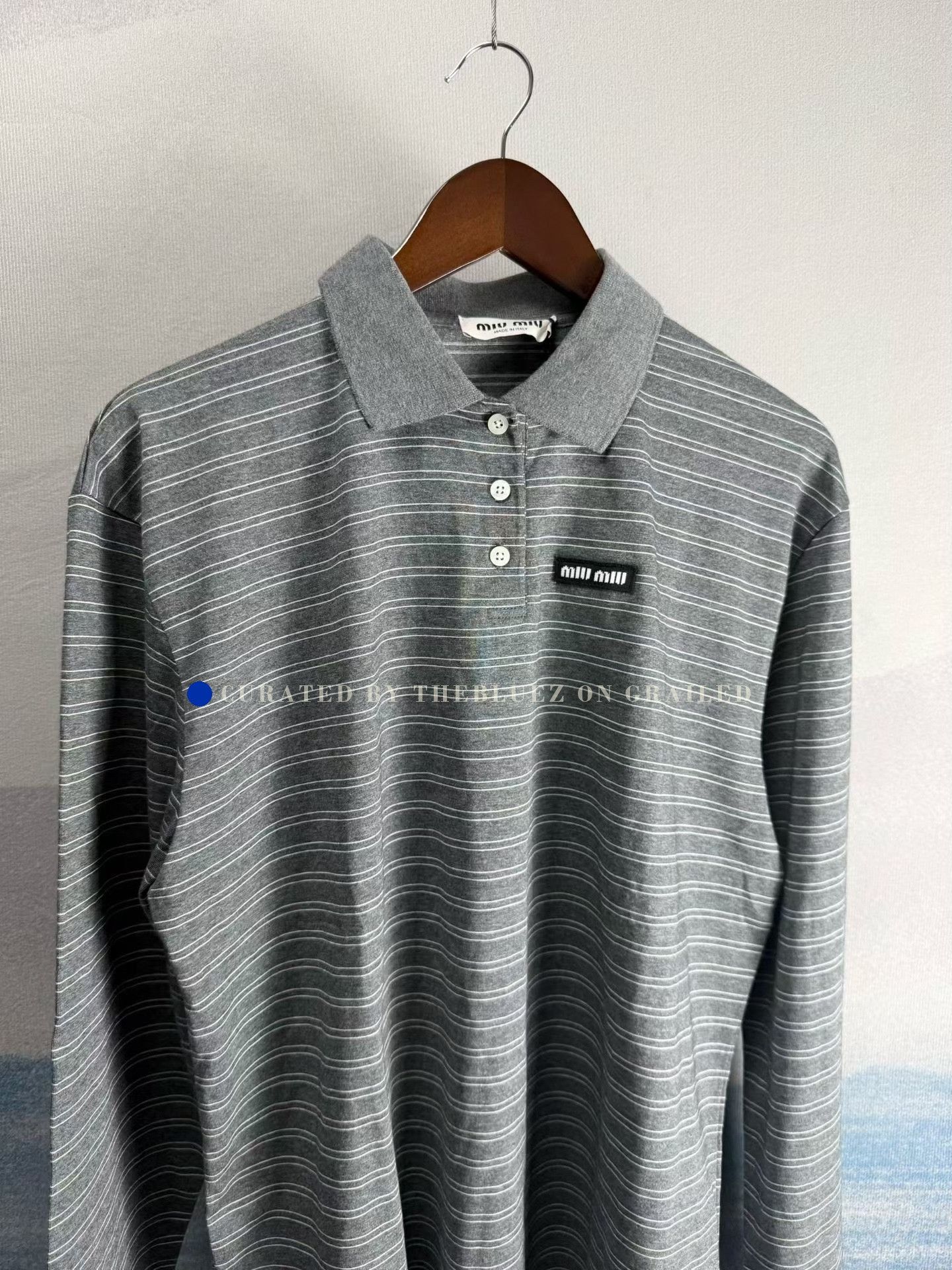 Miu Miu Miu Miu SS25 Striped Logo Long Sleeve Polo Size M / US 6-8 / IT 42-44 - 3 Thumbnail