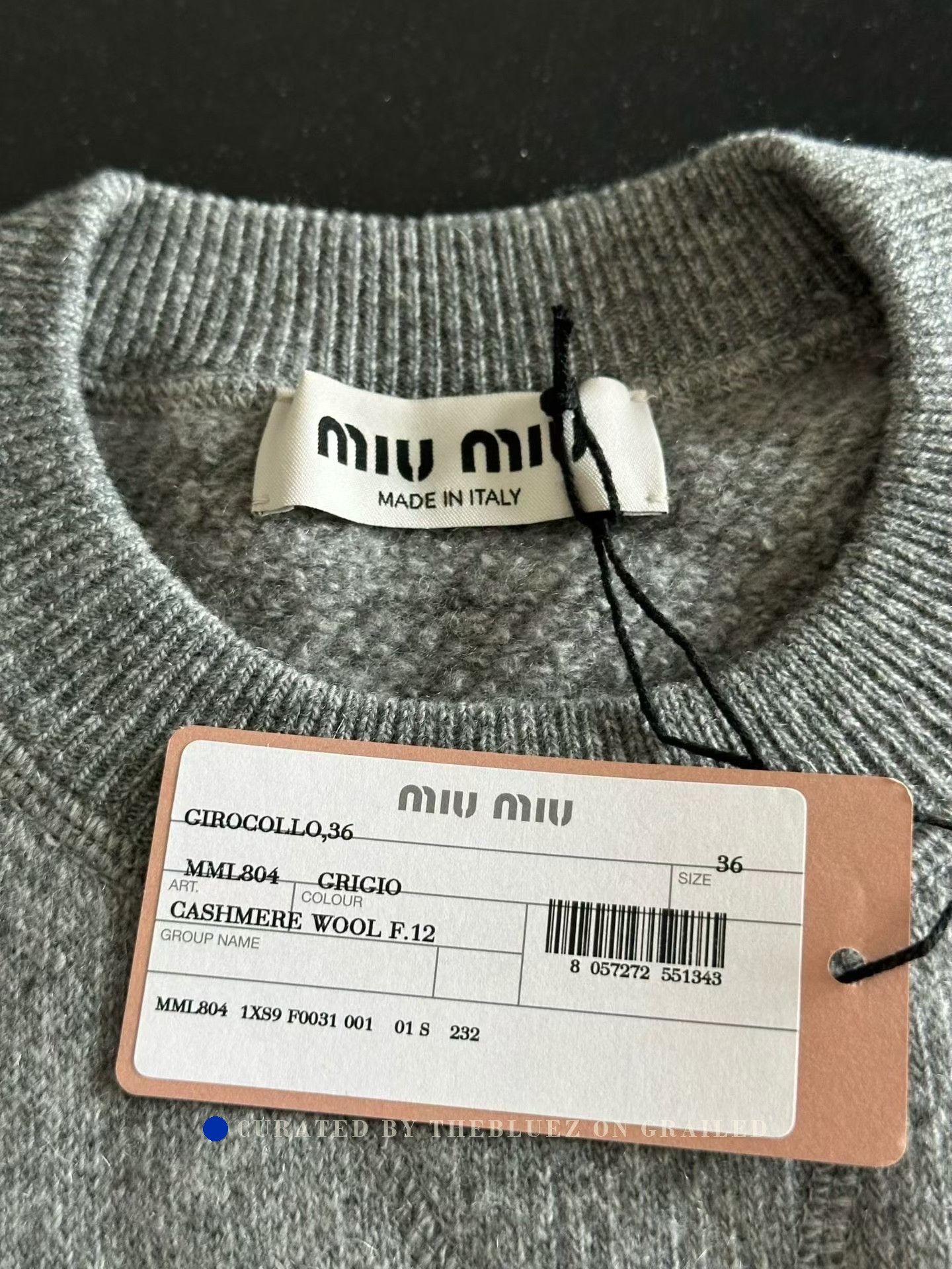 Miu Miu Miu Miu Gray Cashmere Embroidered Sweater Size XS / US 0-2 / IT 36-38 - 4 Thumbnail