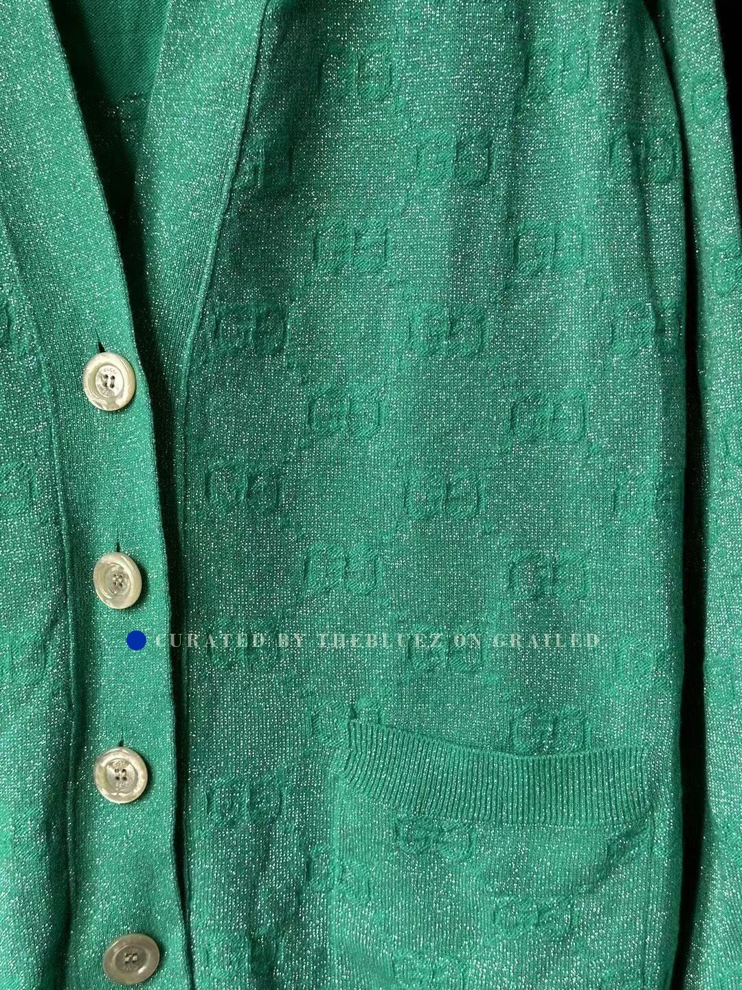 Gucci Gucci Green Glitter All-Over Print Cardigan Size XS / US 0-2 / IT 36-38 - 2 Thumbnail