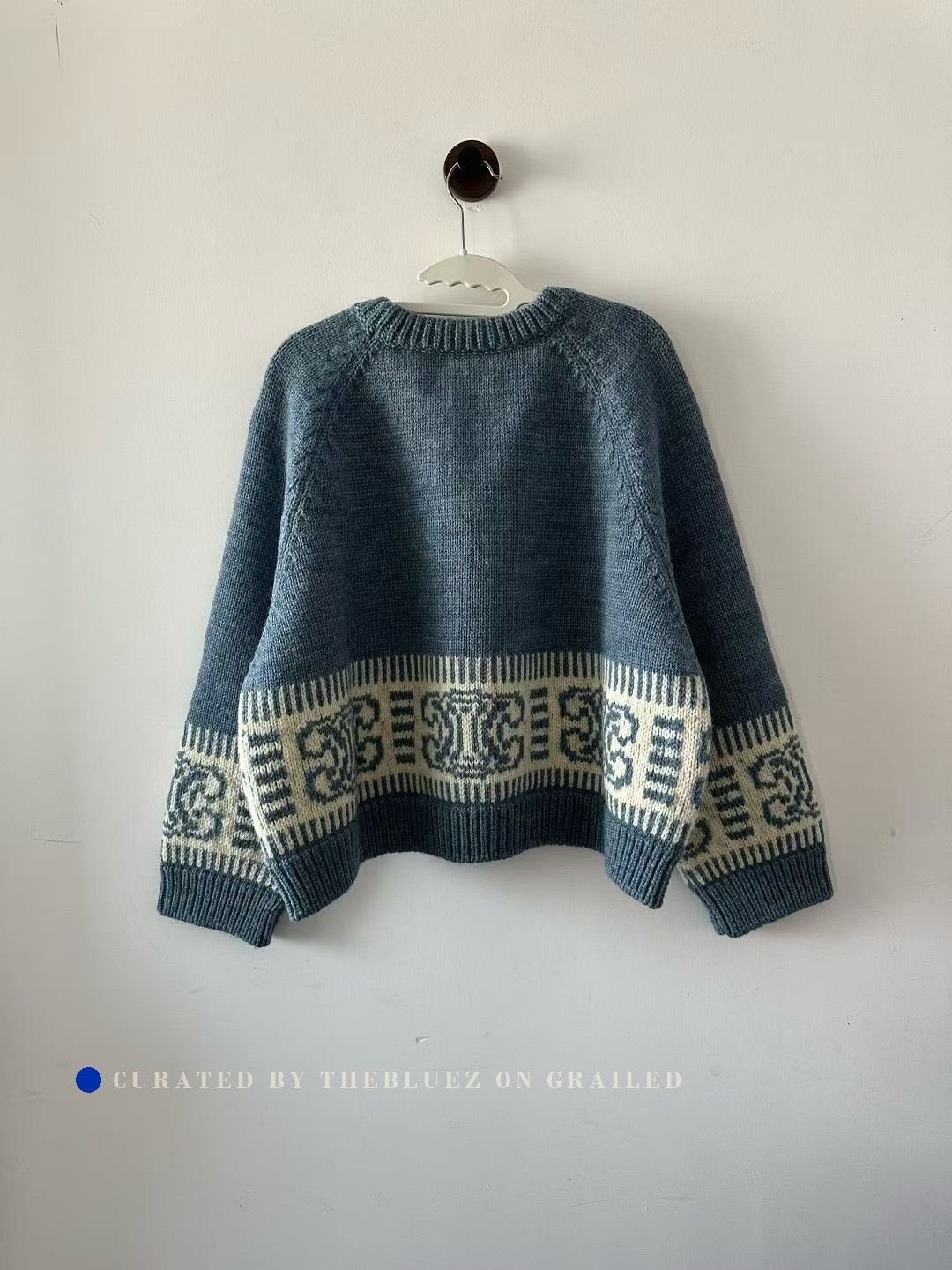 Celine Celine Blue Triomphe Logo Sweater Size L / US 10 / IT 46 - 2 Thumbnail