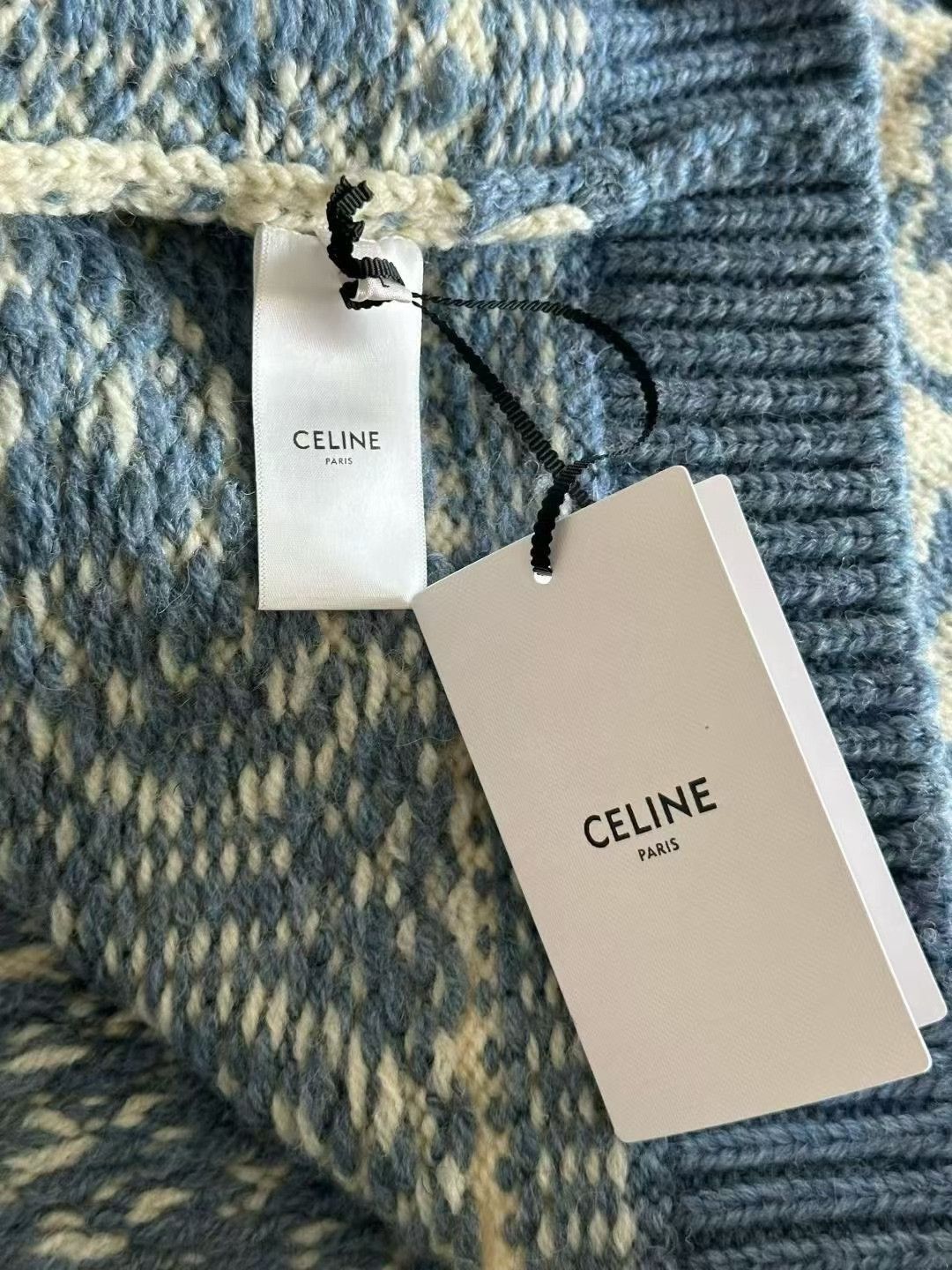 Celine Celine Blue Triomphe Logo Sweater Size L / US 10 / IT 46 - 4 Thumbnail