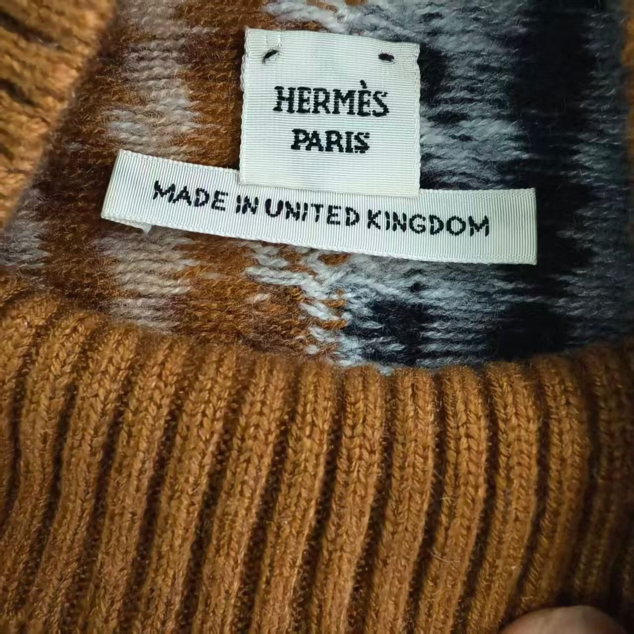 Hermes Hermes Brown Houndstooth Cashmere Sweater Size XXS / US 00 / IT 34 - 3 Thumbnail