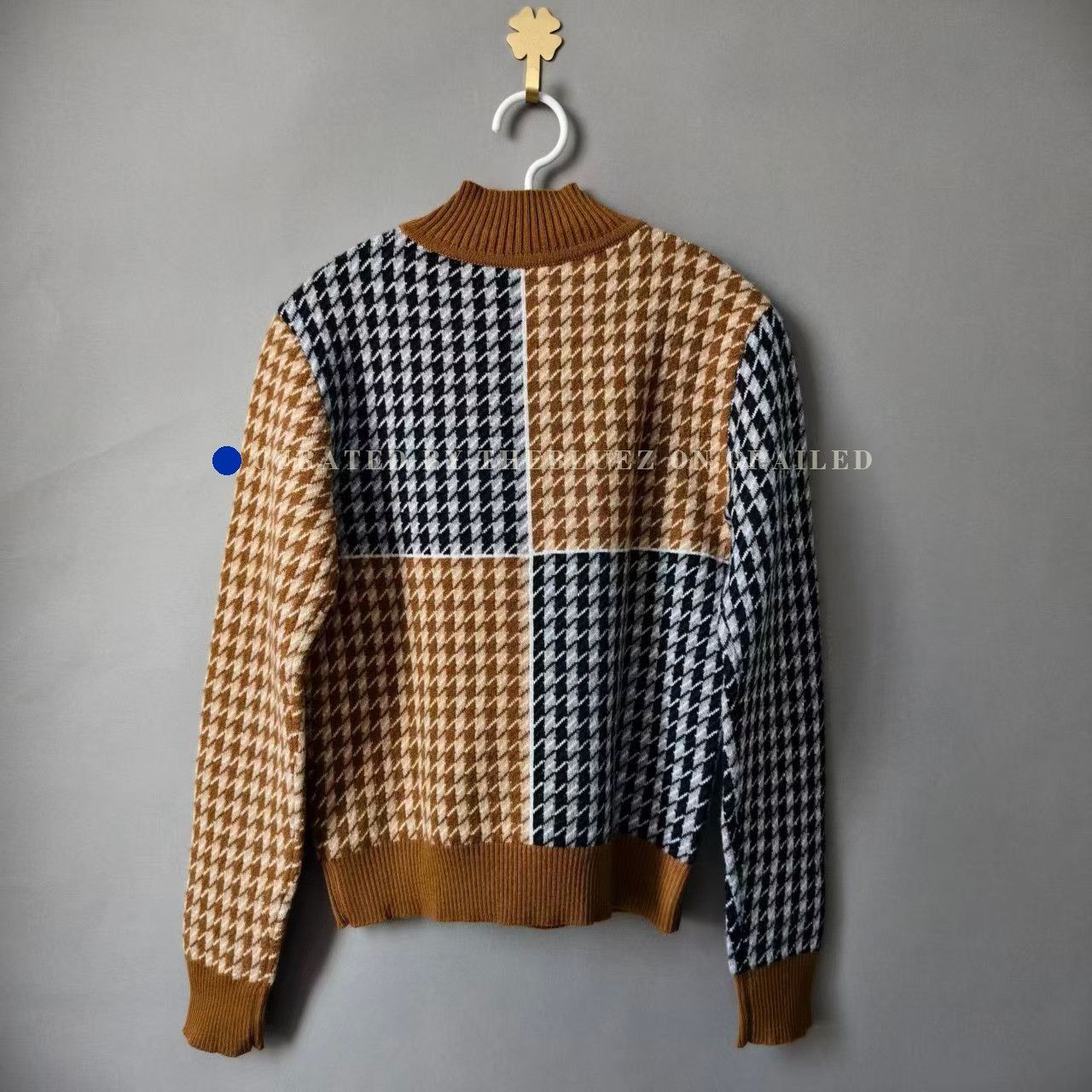 Hermes Hermes Brown Houndstooth Cashmere Sweater Size XXS / US 00 / IT 34 - 2 Thumbnail