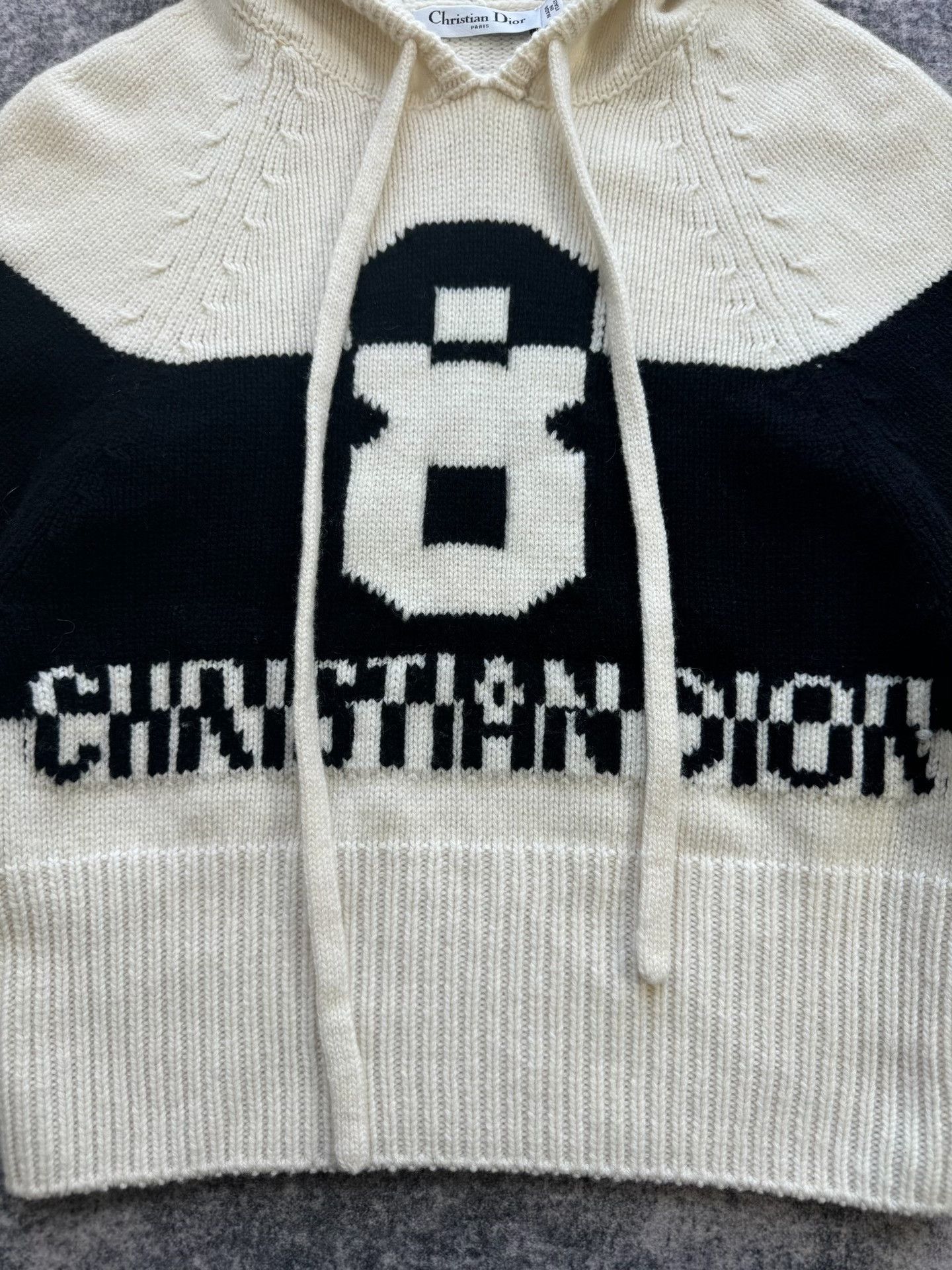 Dior Dior Black White 8 Letter Cashmere Knit Hoodie Size XS / US 0-2 / IT 36-38 - 4 Thumbnail