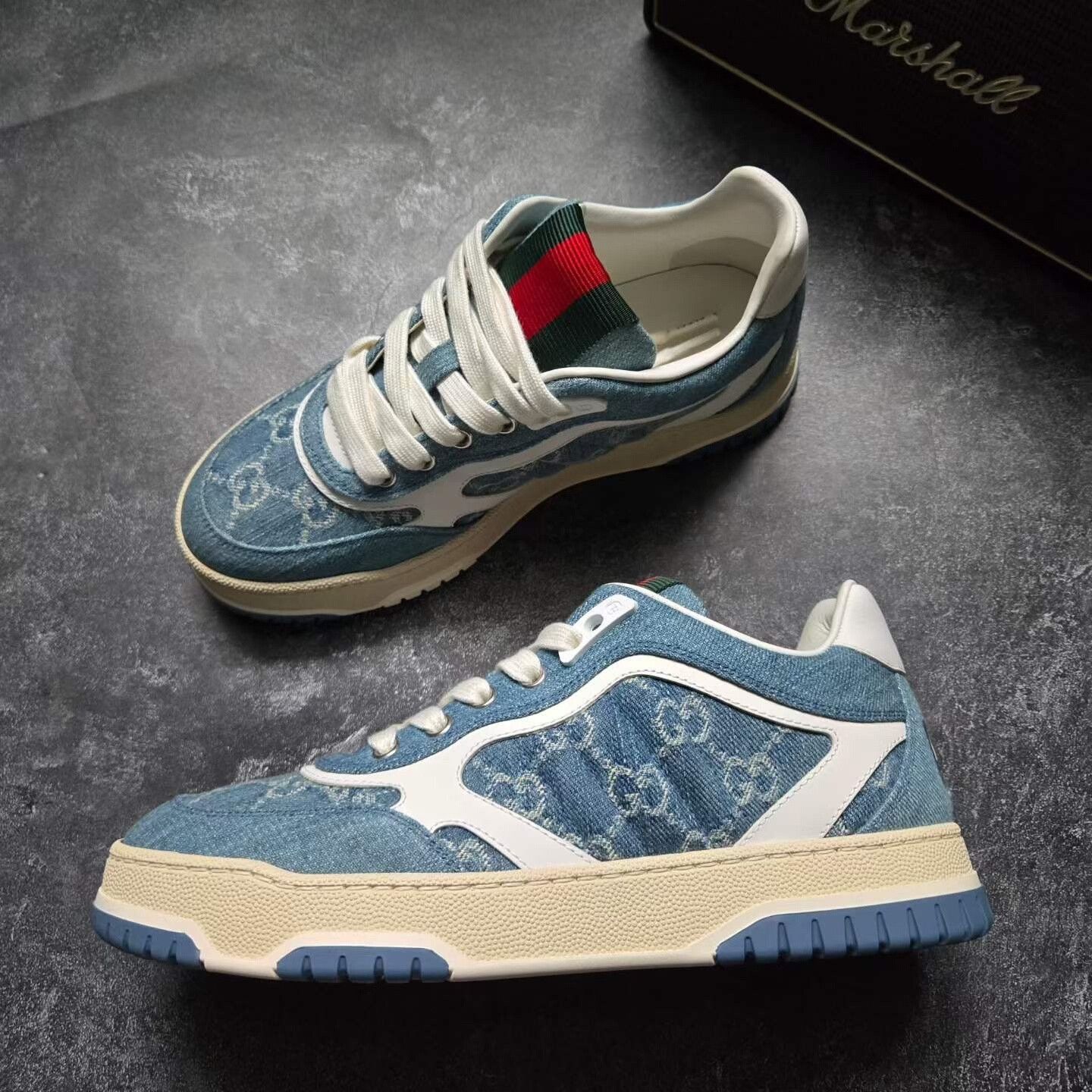 Gucci Gucci Re-Web Denim Sneakers Size US 7.5 / IT 37.5 - 4 Thumbnail