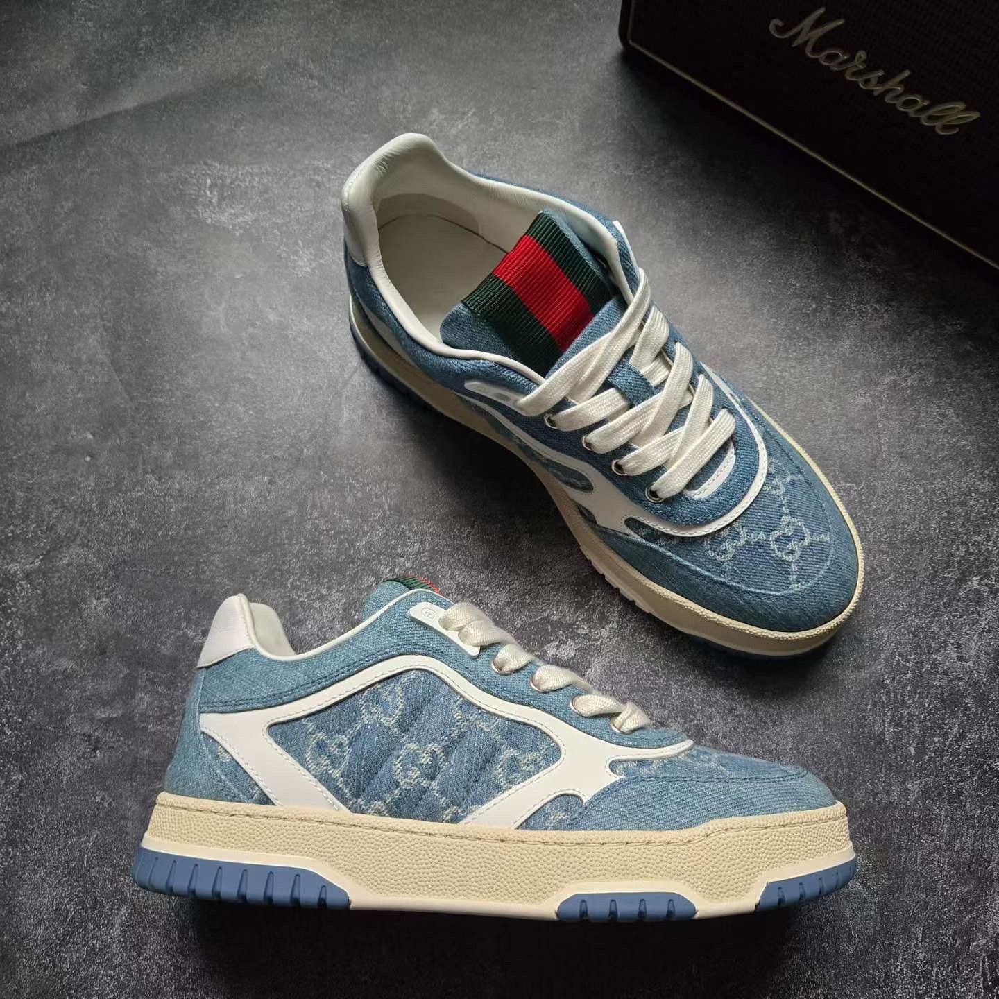 Gucci Gucci Re-Web Denim Sneakers Size US 7.5 / IT 37.5 - 6 Thumbnail