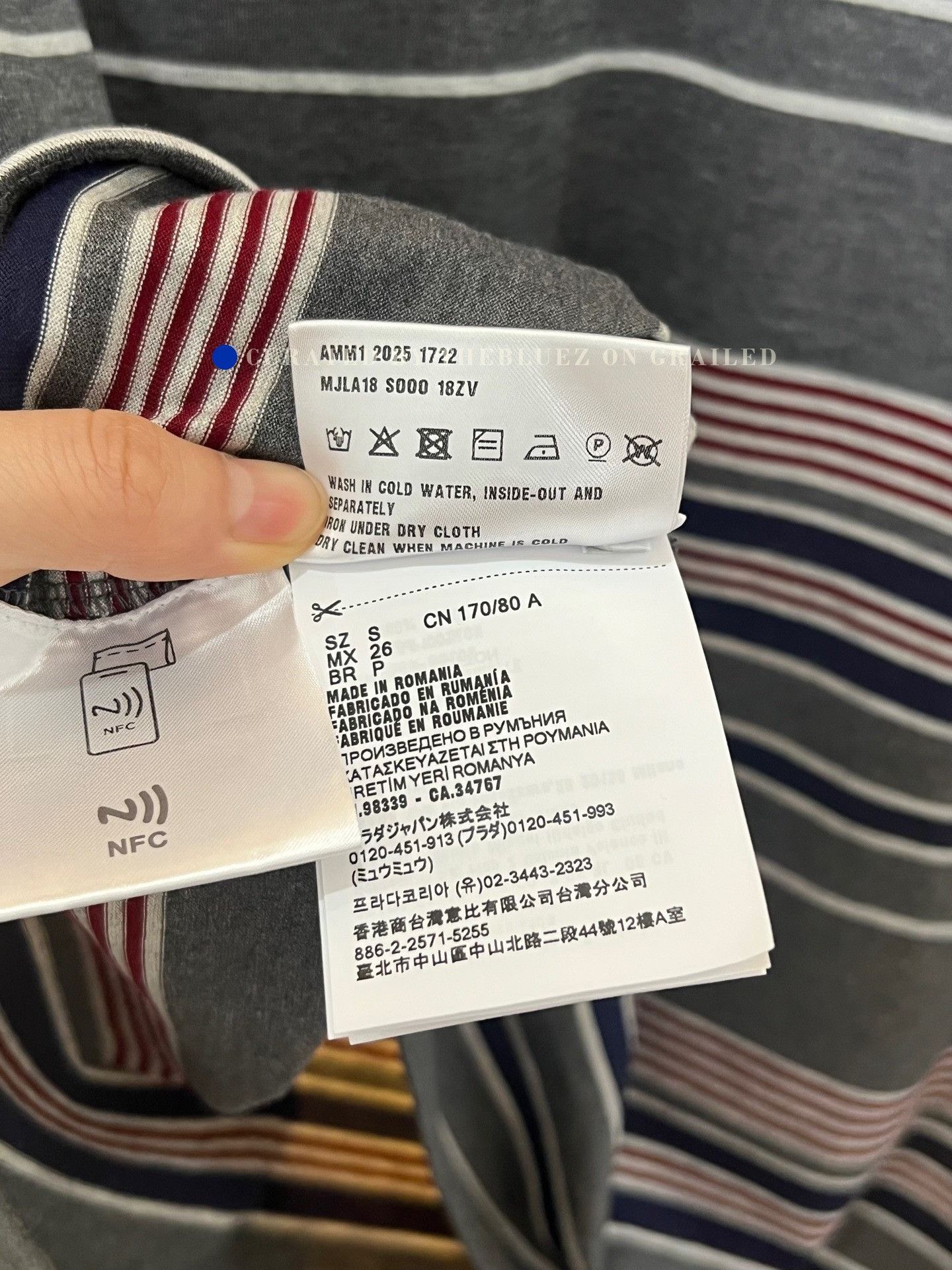 Miu Miu Miu Miu Gray-Blue Striped Slogan Longsleeve Size S / US 4 / IT 40 - 5 Thumbnail
