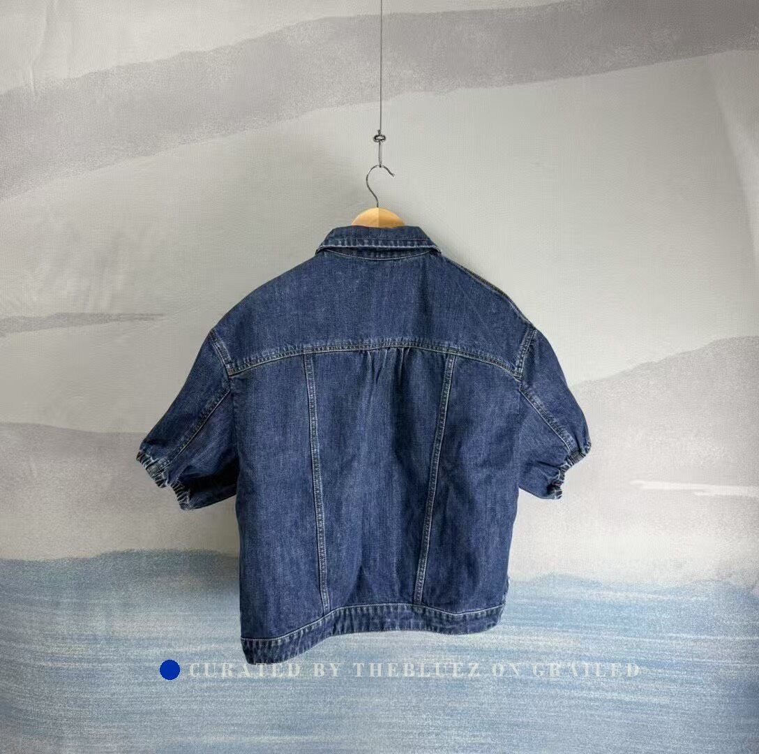 Miu Miu Miu Miu Blue Distressed Denim Short-Sleeve Shirt Size S / US 4 / IT 40 - 2 Thumbnail