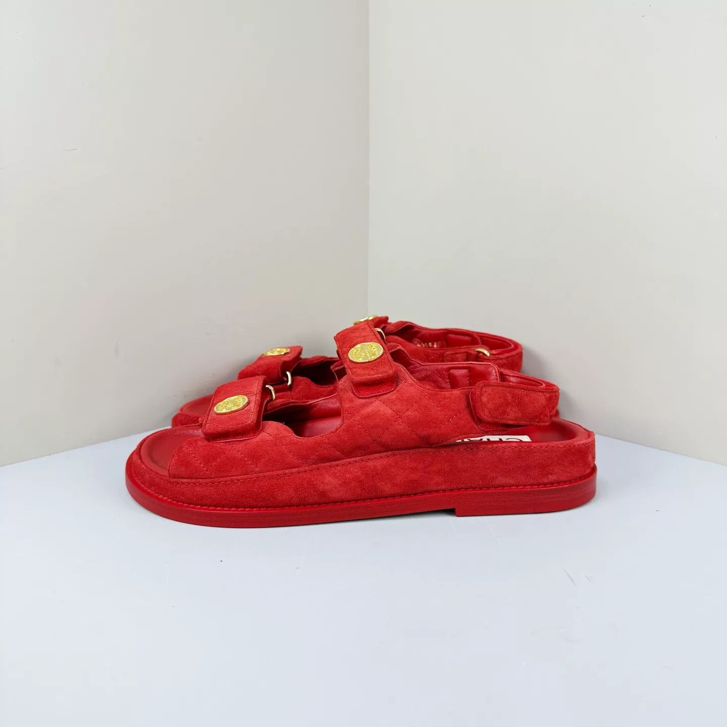 Chanel Chanel Red Coin Velcro Sandals Size US 7 / IT 37 - 2 Thumbnail
