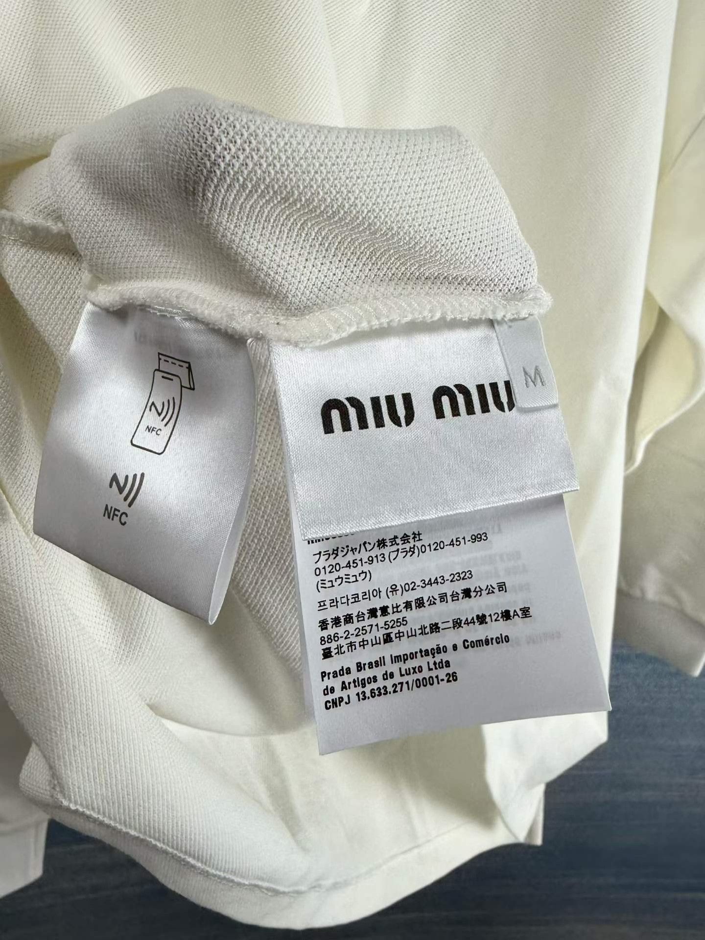Miu Miu Miu Miu White Striped Collar Embroidered Polo Size M / US 6-8 / IT 42-44 - 4 Thumbnail