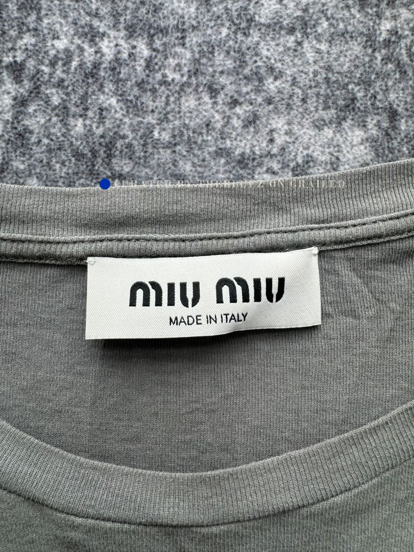 Miu Miu Miu Miu Gray Slogan Short-Sleeve Top Size S / US 4 / IT 40 - 3 Thumbnail