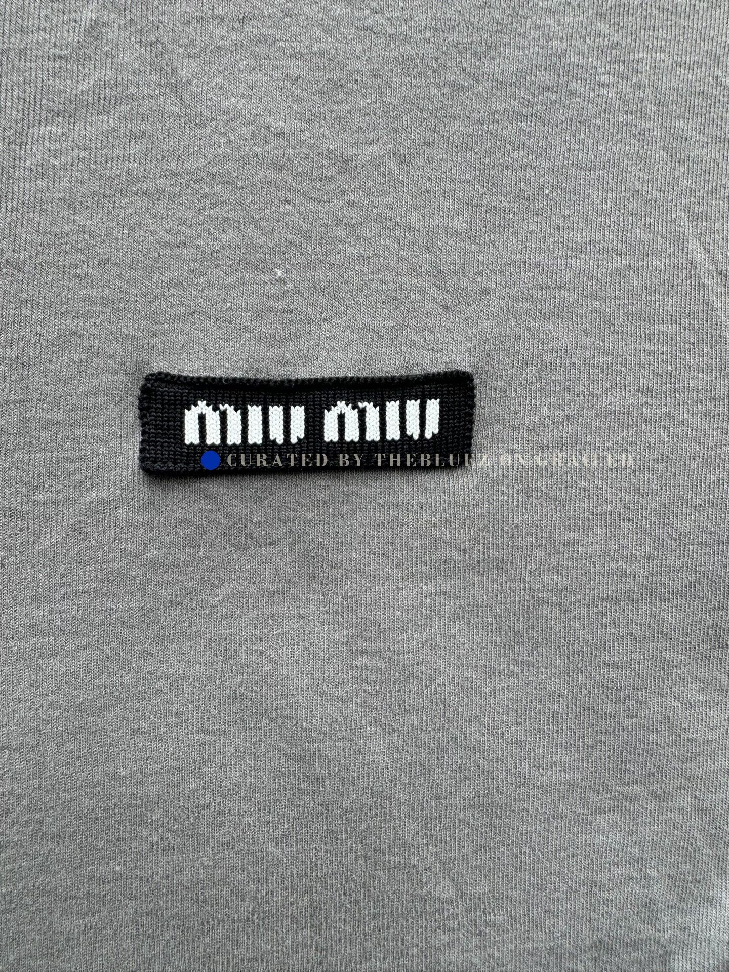 Miu Miu Miu Miu Gray Slogan Short-Sleeve Top Size S / US 4 / IT 40 - 4 Thumbnail