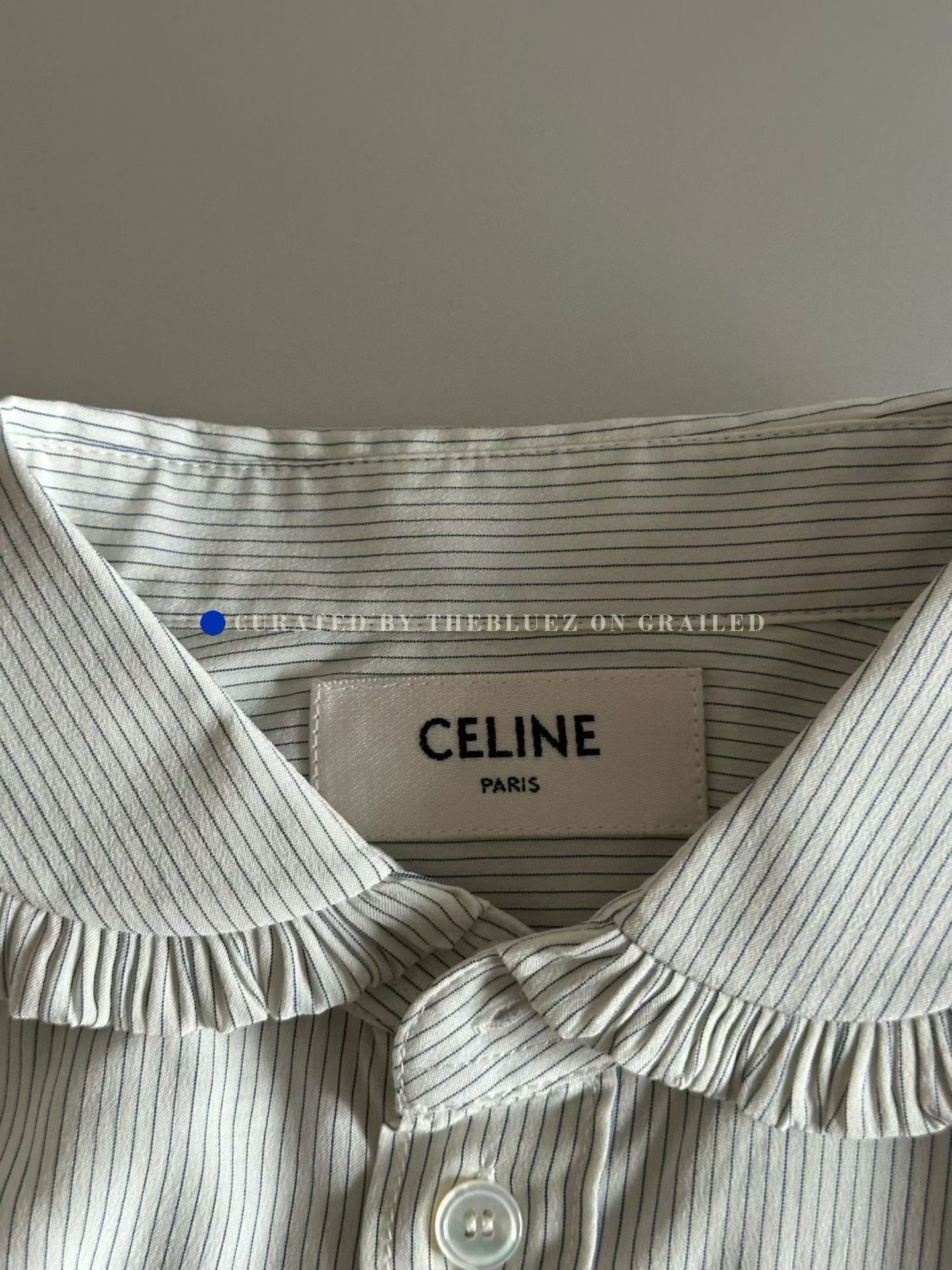 Celine Celine Peter Pan Collar Triomphe Silk Shirt Size XXS / US 00 / IT 34 - 3 Thumbnail