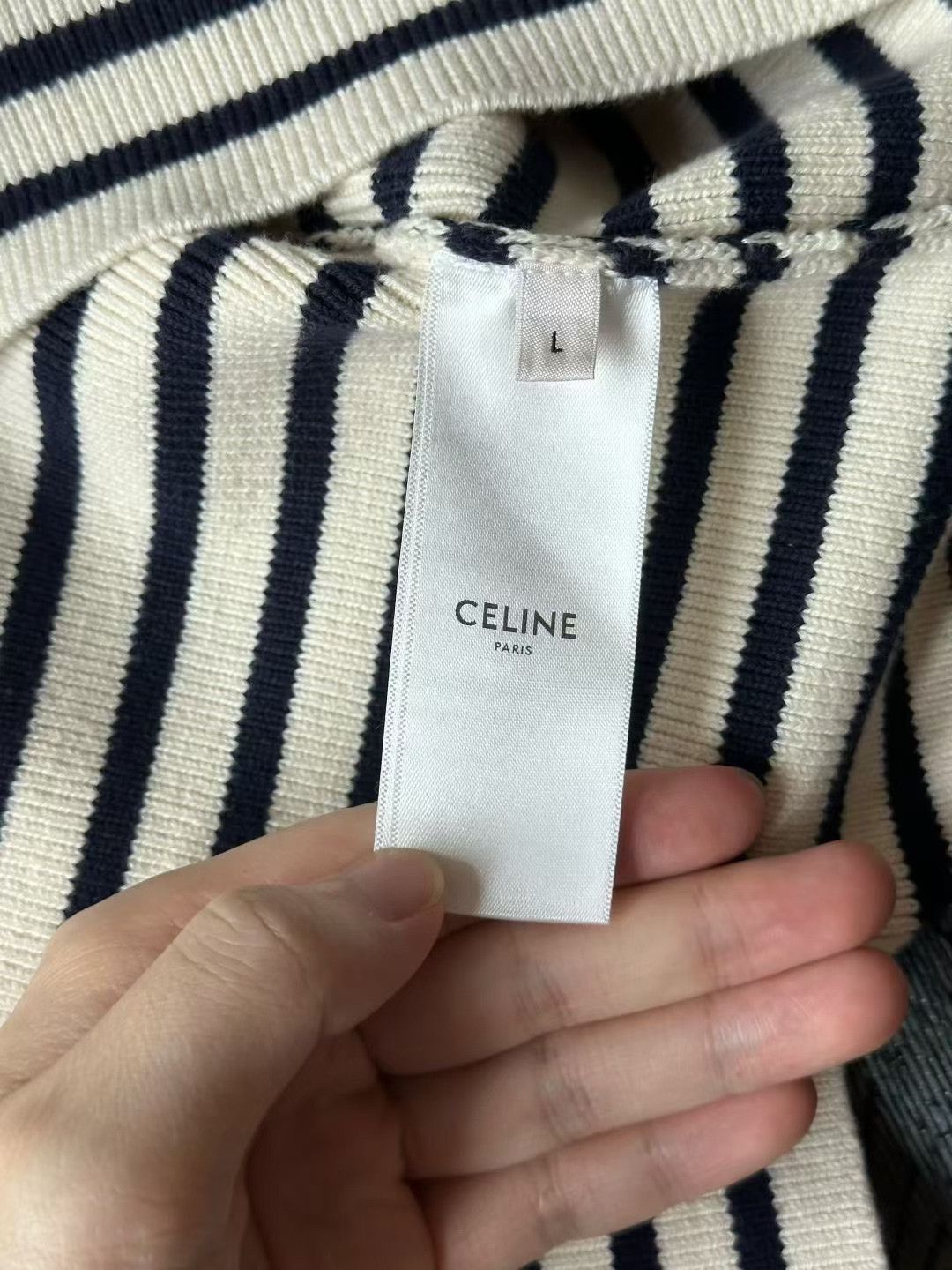 Celine Celine Striped Letter Sweater Size L / US 10 / IT 46 - 4 Thumbnail