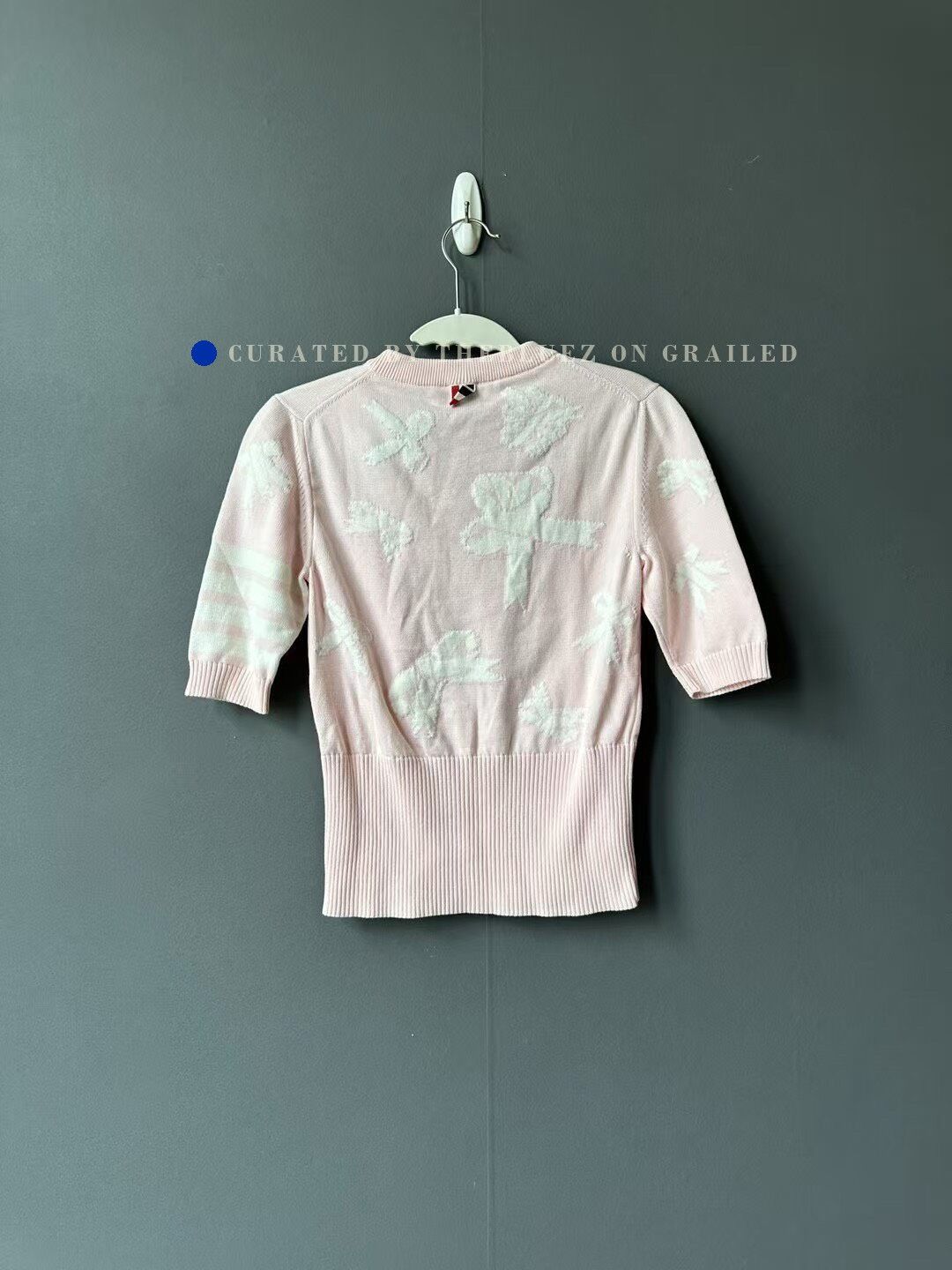 Thom Browne Thom Browne Light Pink Bow Knit Short-Sleeve Size S / US 4 / IT 40 - 2 Thumbnail