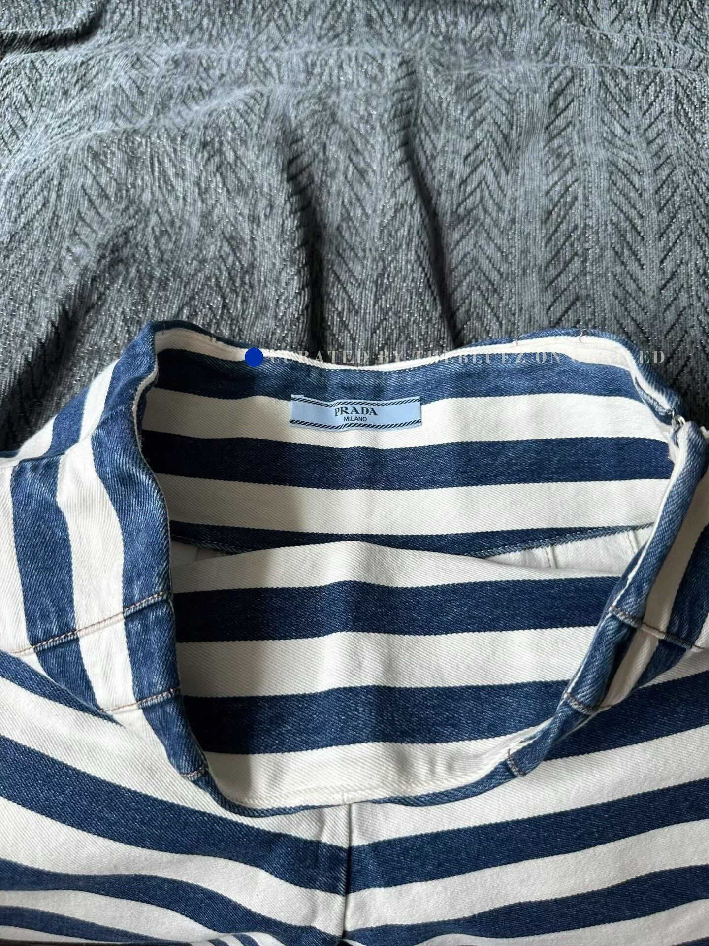 Prada Prada Striped High-Waist Denim Shorts Size 40" / US 18 - 3 Thumbnail