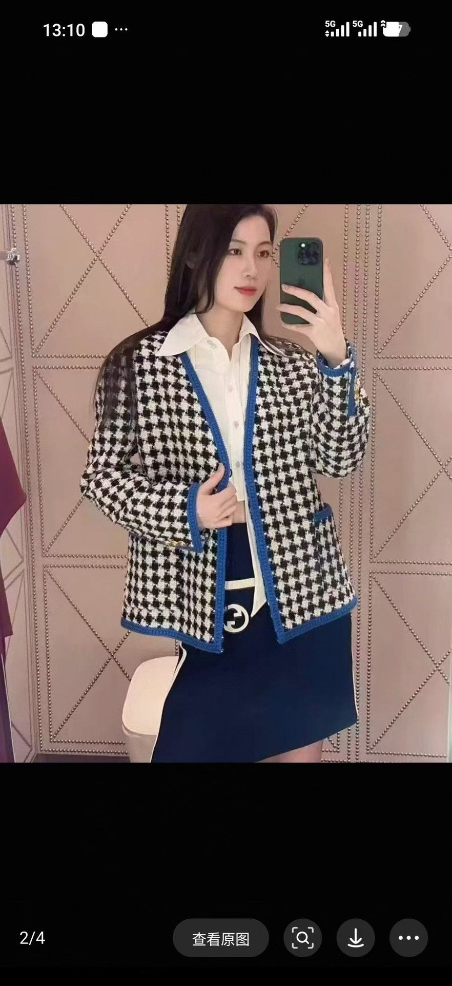 Gucci Gucci Blue White Houndstooth Tweed Jacket Size XS / US 0-2 / IT 36-38 - 7 Thumbnail