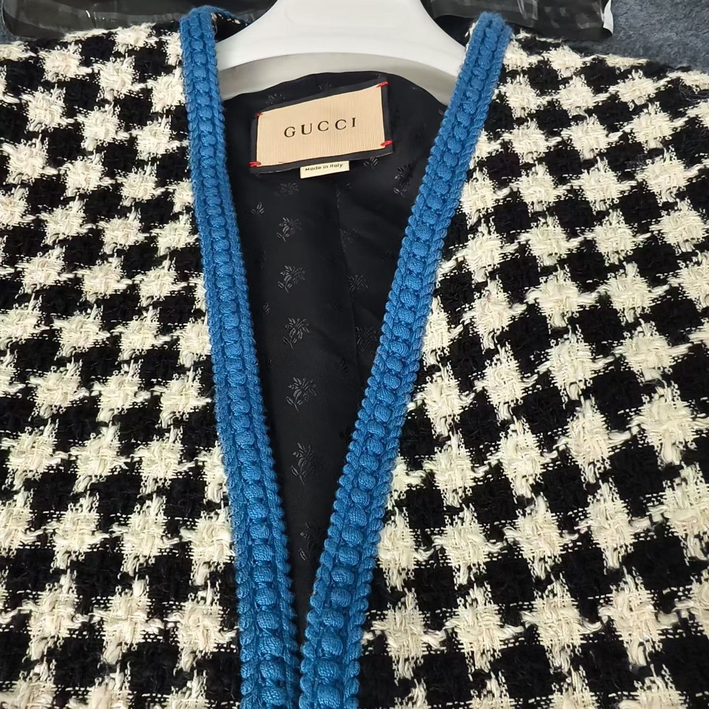 Gucci Gucci Blue White Houndstooth Tweed Jacket Size XS / US 0-2 / IT 36-38 - 6 Thumbnail