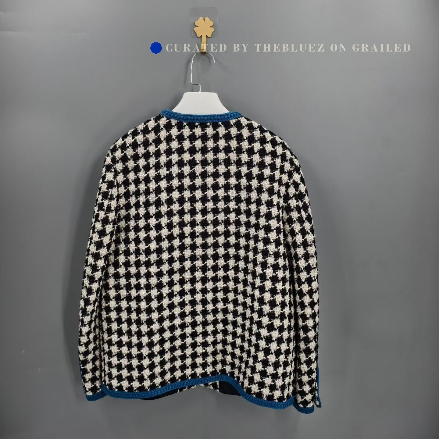 Gucci Gucci Blue White Houndstooth Tweed Jacket Size XS / US 0-2 / IT 36-38 - 2 Thumbnail