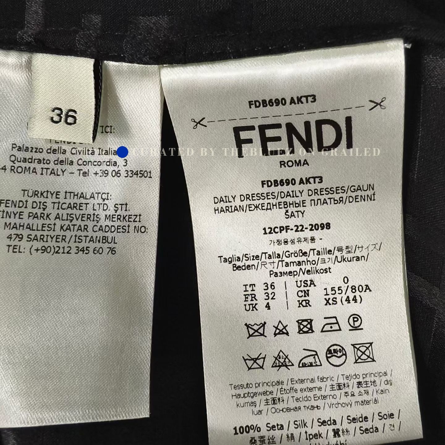 Fendi Fendi Black Monogram Silk Dress Size XS / US 0-2 / IT 36-38 - 4 Thumbnail
