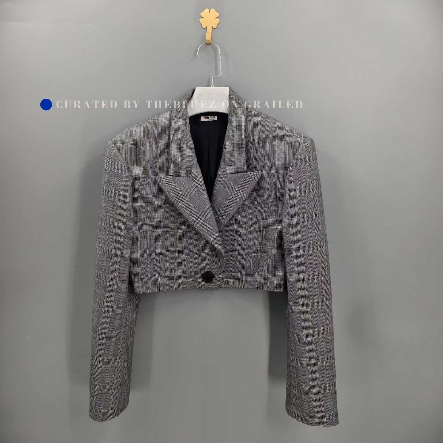 Miu Miu Miu Miu Short Houndstooth Back Letter Blazer Size S / US 4 / IT 40 - 2 Thumbnail