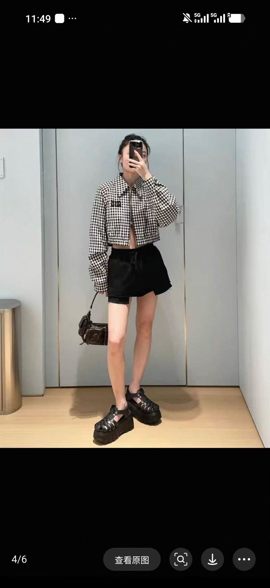 Miu Miu Miu Miu Black White Plaid Short Zip Jacket Size S / US 4 / IT 40 - 5 Thumbnail