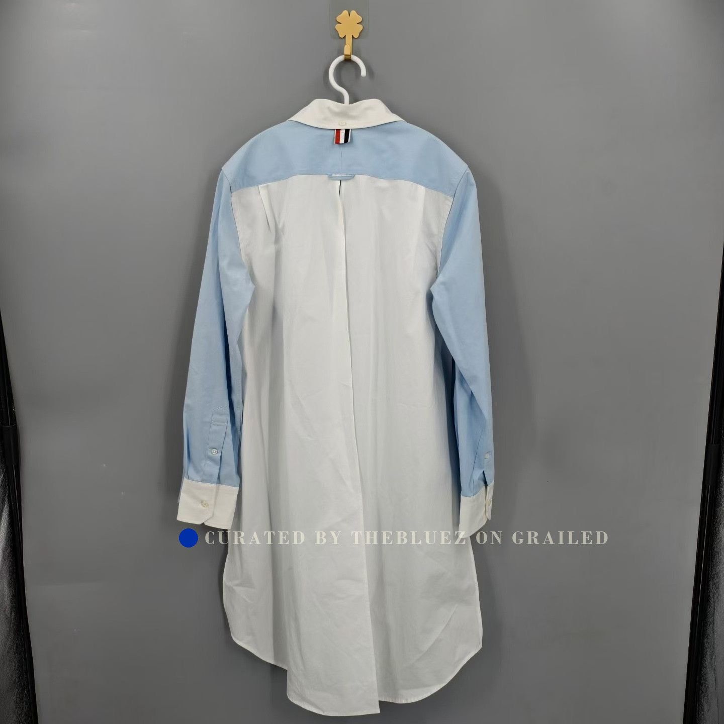 Thom Browne THOM BROWNE Blue White Backless Long-Sleeve Shirt Size M / US 6-8 / IT 42-44 - 2 Thumbnail