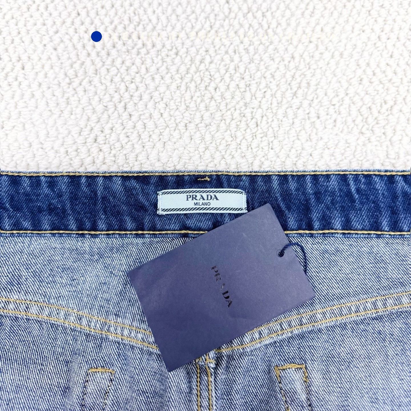 Prada Prada Distressed Triangle Logo Denim Skirt Size 42" / US 20 - 3 Thumbnail