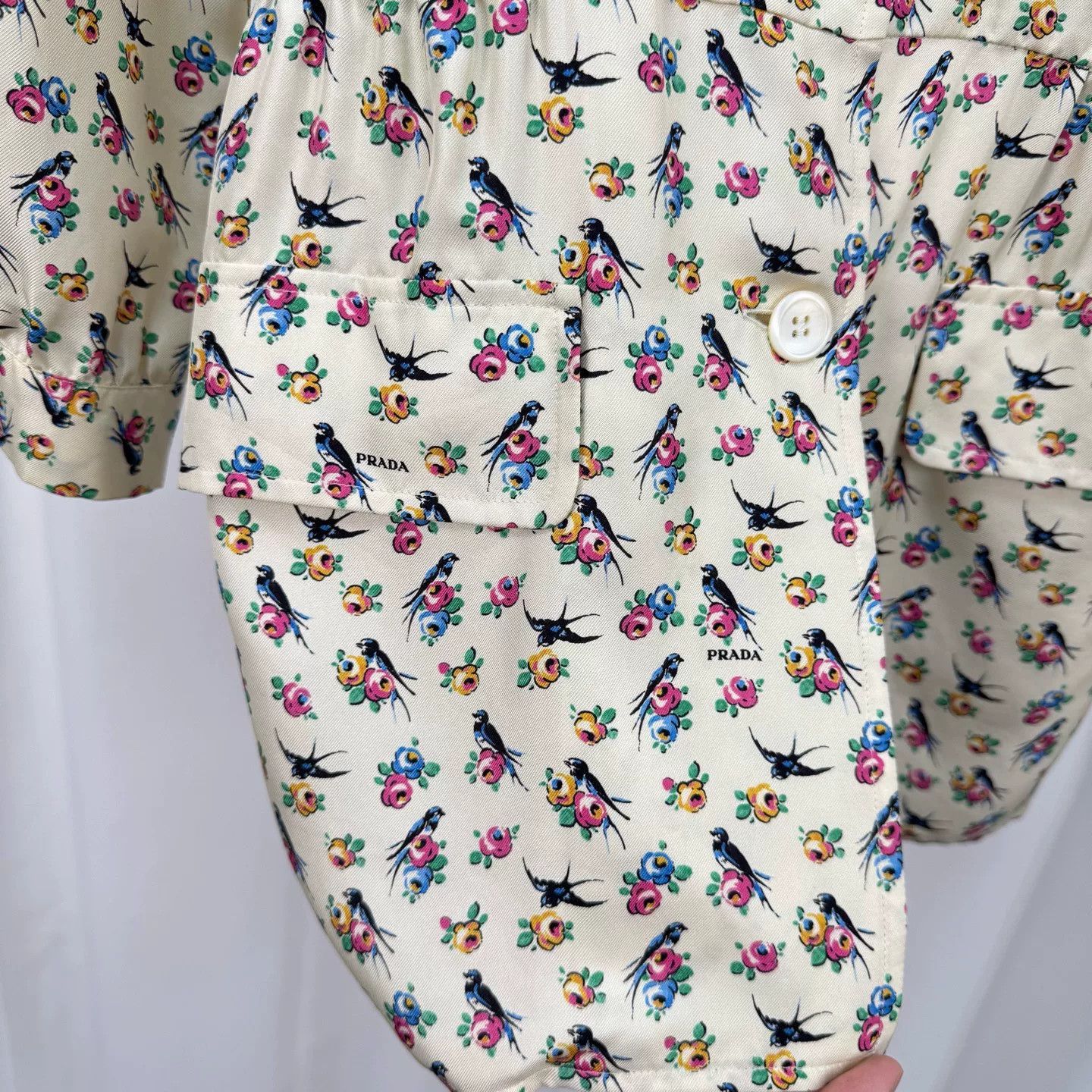 Prada Prada Magpie Floral Triangle Logo Silk Dress Size S / US 4 / IT 40 - 5 Thumbnail
