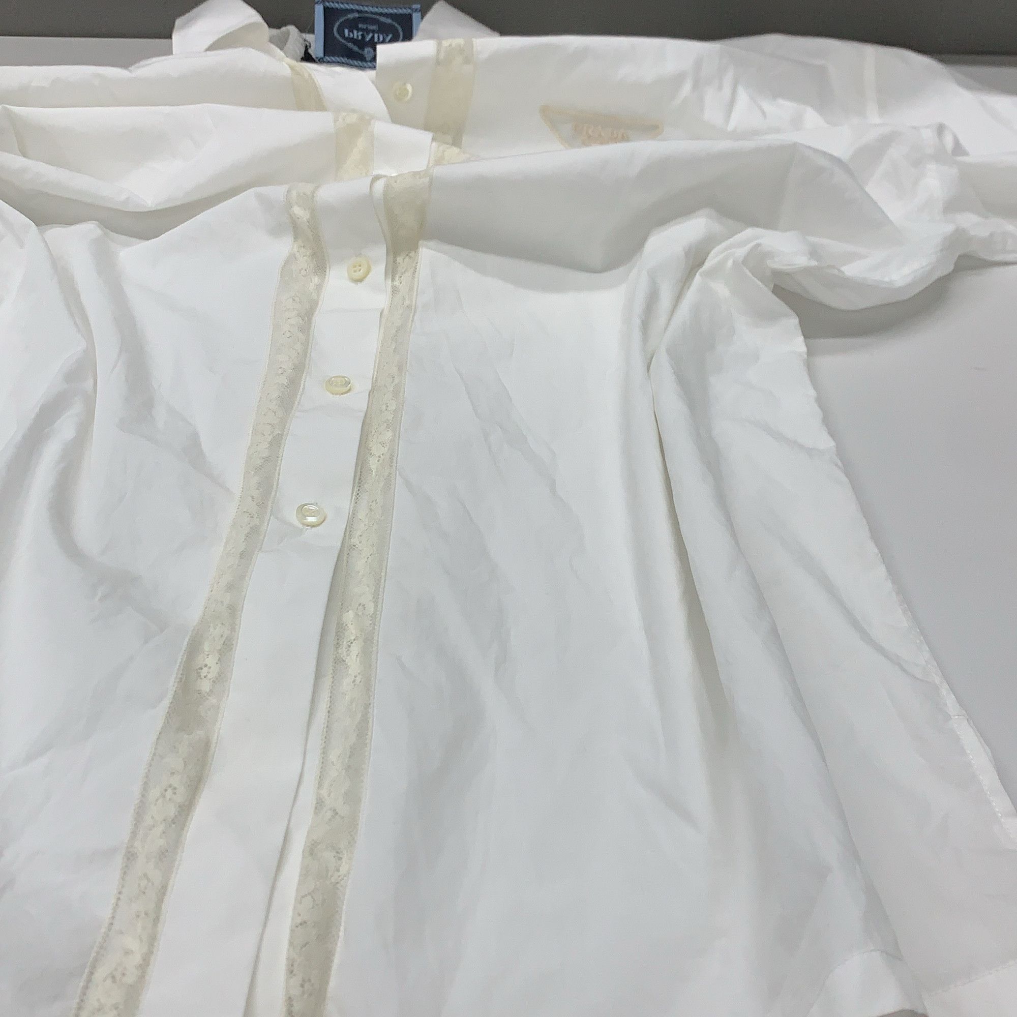 Prada Prada White Poplin Lace Trim Shirt Dress Size 38 Size XS / US 0-2 / IT 36-38 - 7 Thumbnail