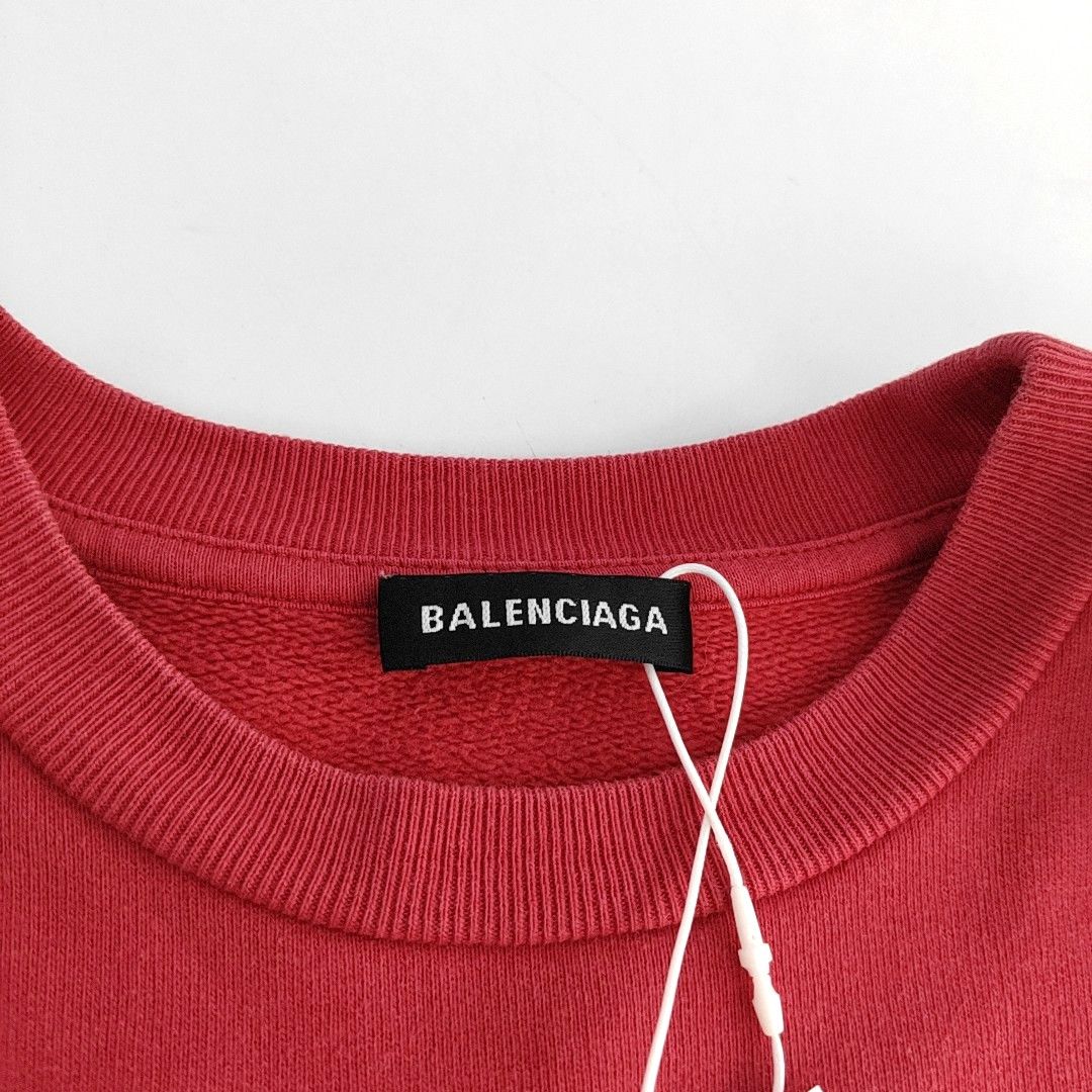 Balenciaga Balenciaga Red Embossed Logo Sweatshirt Size 9-12M Size ONE SIZE - 6 Thumbnail
