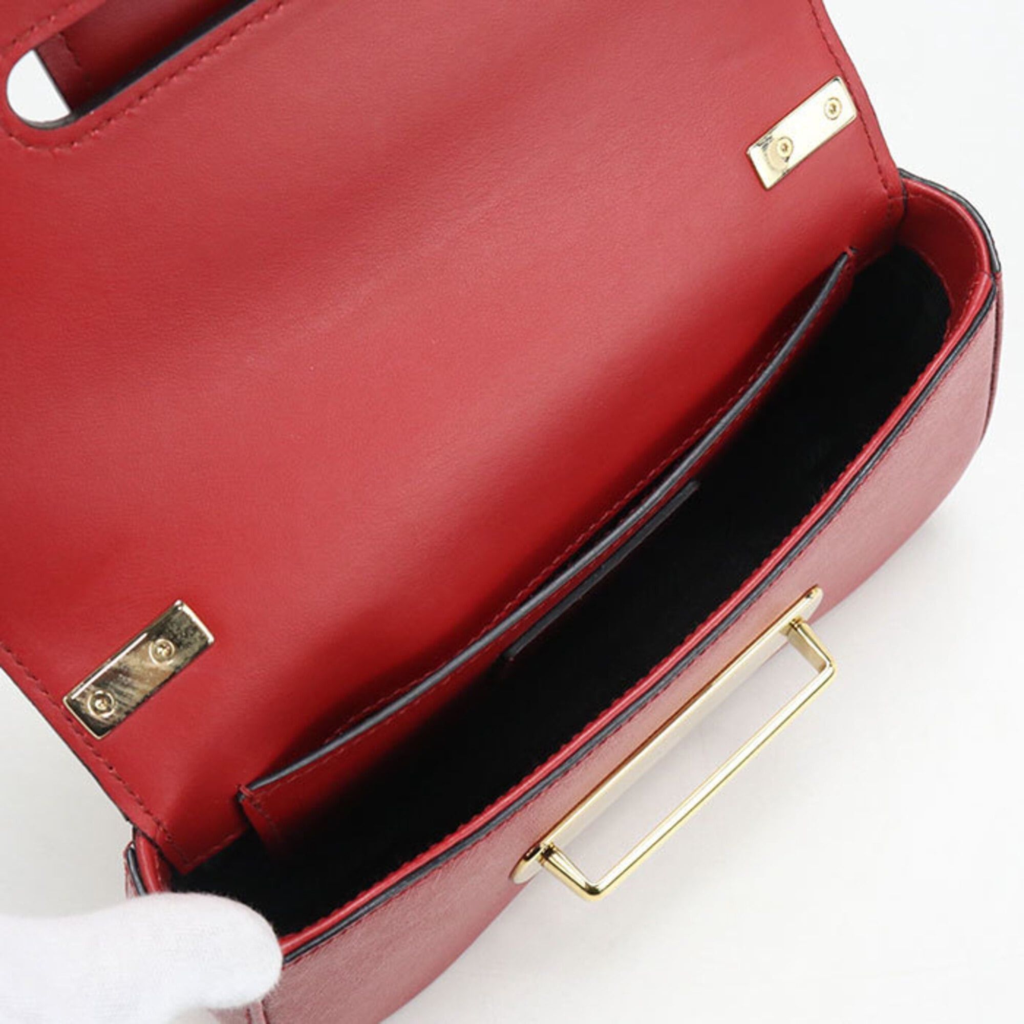 Prada Prada Crossbody Shoulder Bag 1BD219 Chain Saffiano Leather Women's Red Size ONE SIZE - 3 Thumbnail