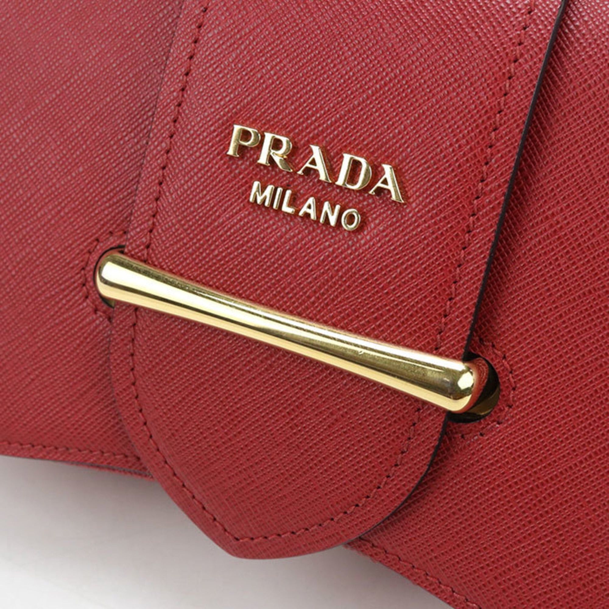Prada Prada Crossbody Shoulder Bag 1BD219 Chain Saffiano Leather Women's Red Size ONE SIZE - 4 Thumbnail