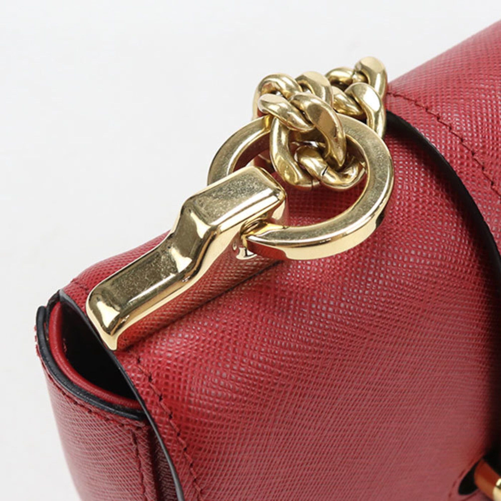 Prada Prada Crossbody Shoulder Bag 1BD219 Chain Saffiano Leather Women's Red Size ONE SIZE - 5 Thumbnail